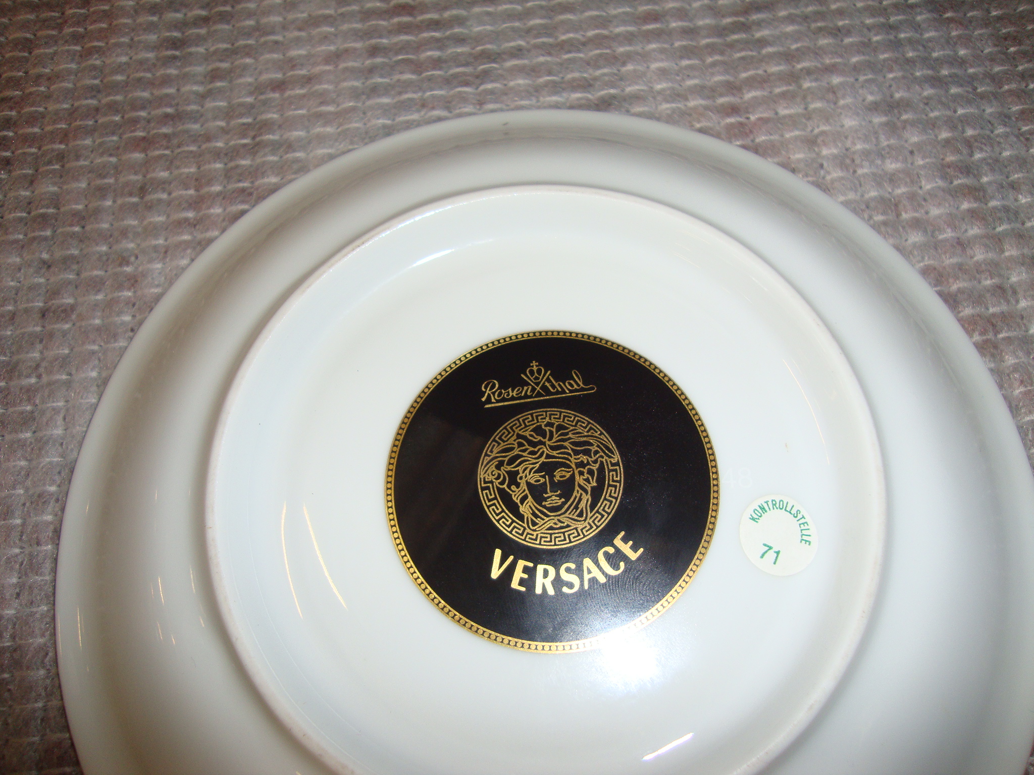 Versace by Rosenthal green and gold teacup and saucer, with primarily gold design Medusa head in the - Image 4 of 7