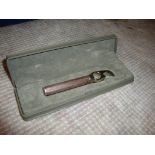 Silver 2-piece travel corkscrew in presentation case, understood to be made by Mappin & Webb however