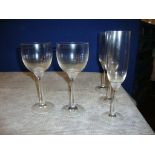 5 off Villeroy & Boch Octavie fine crystal wine glasses, comprising 3 off 225mm tall champagne