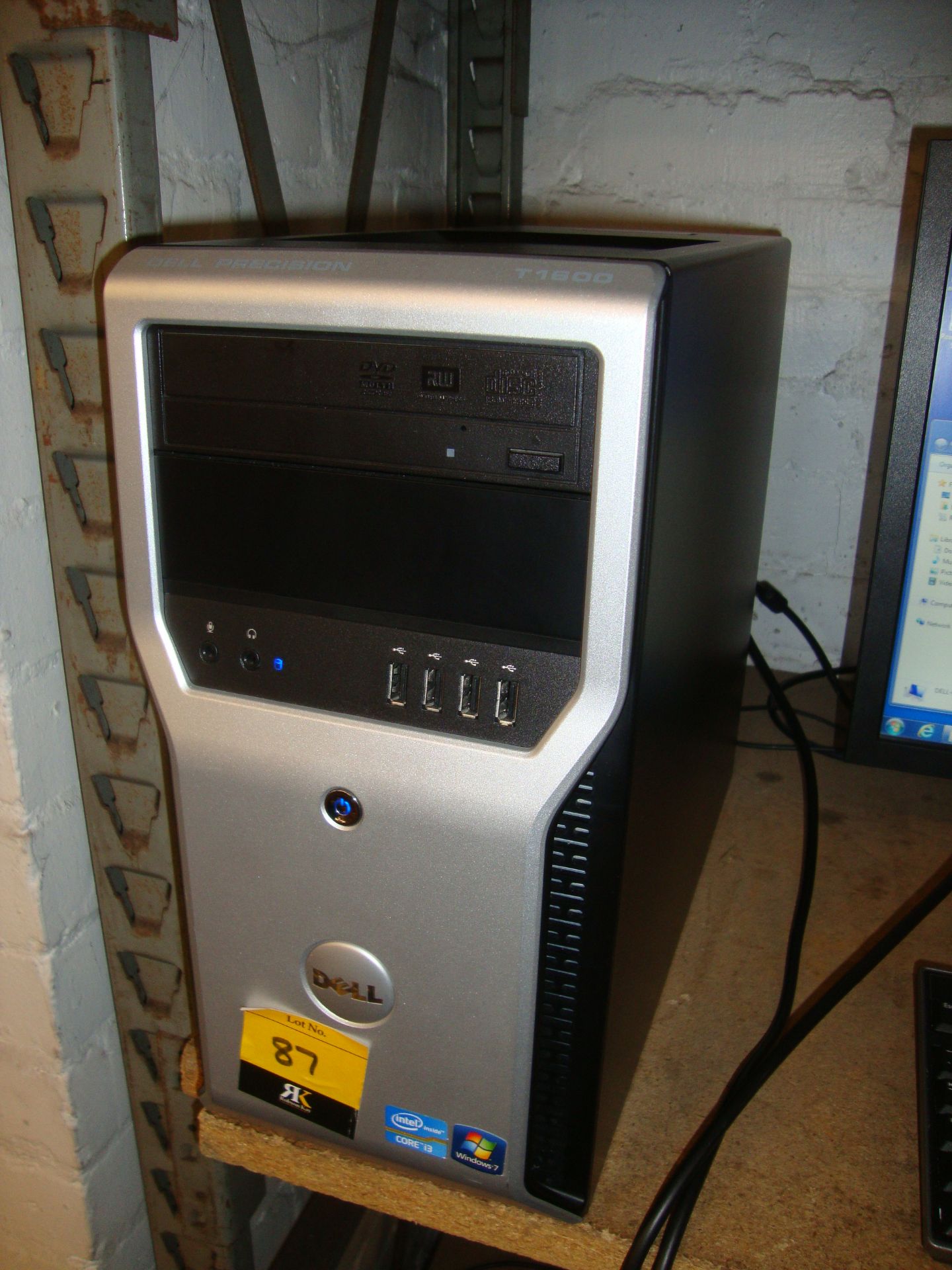 Dell Precision T1600 desktop Core i3 computer with Windows 7 including Dell widescreen LCD monitor - Image 3 of 9