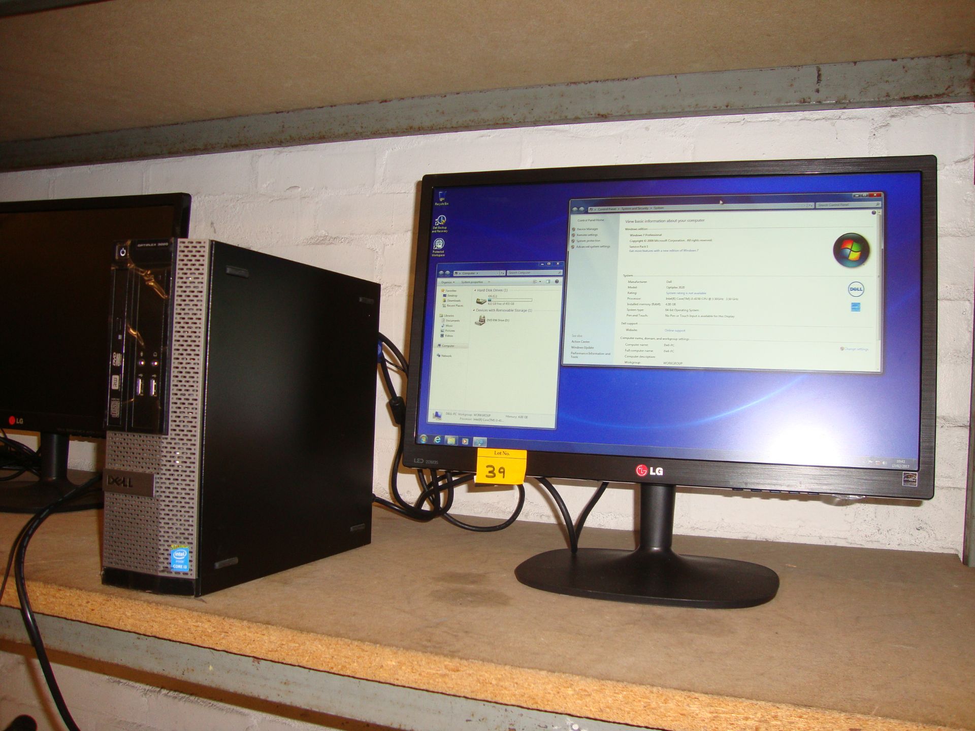 Dell Optiplex 3020 computer with Core i3-4150 processor, 4Gb RAM, 500Gb hard drive + LG 22" Monitor