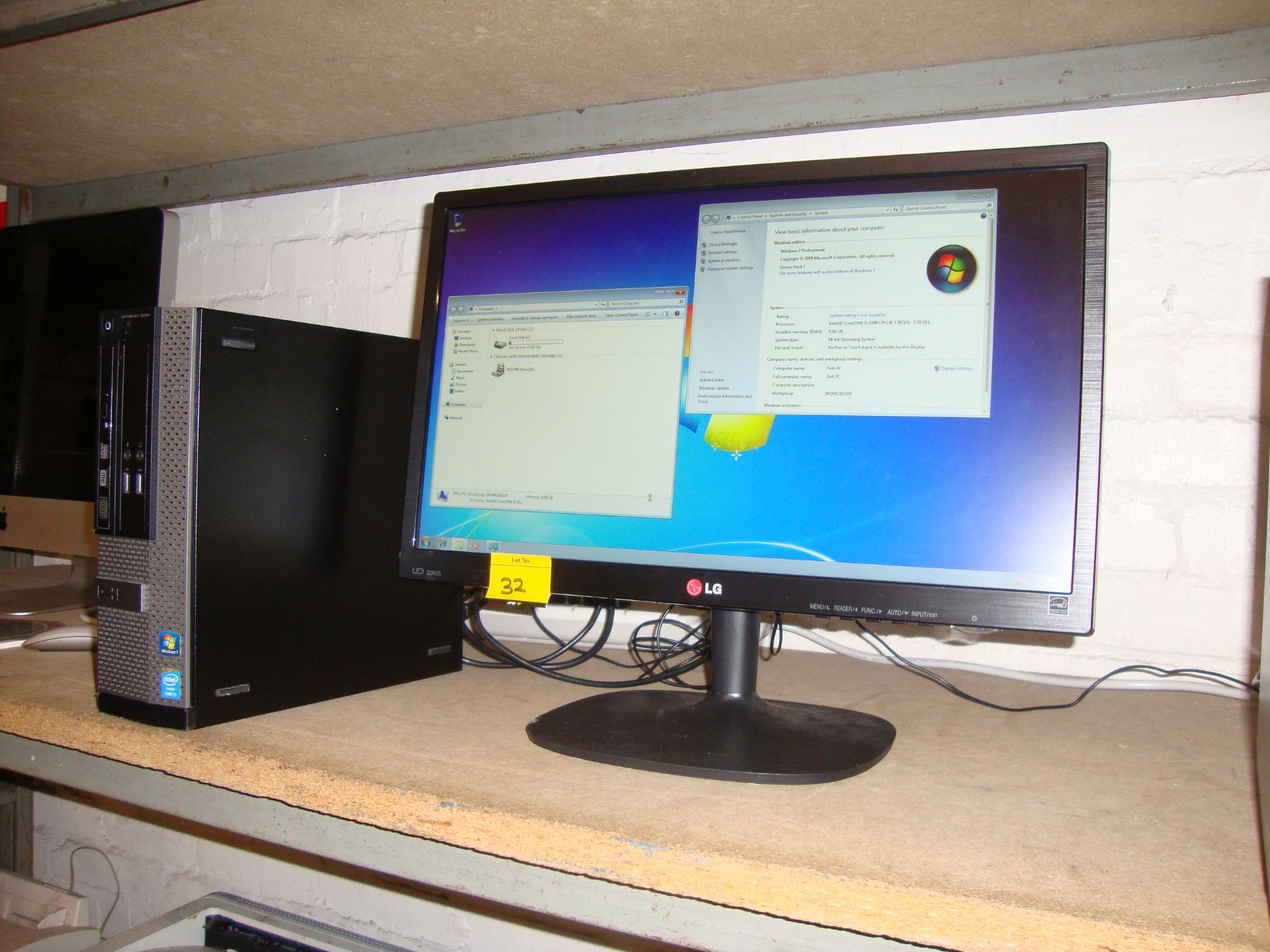 Dell Optiplex 3020 computer with Core i5-4590 processor, 8Gb RAM, 500Gb hard drive + LG 22" Monitor - Image 2 of 7