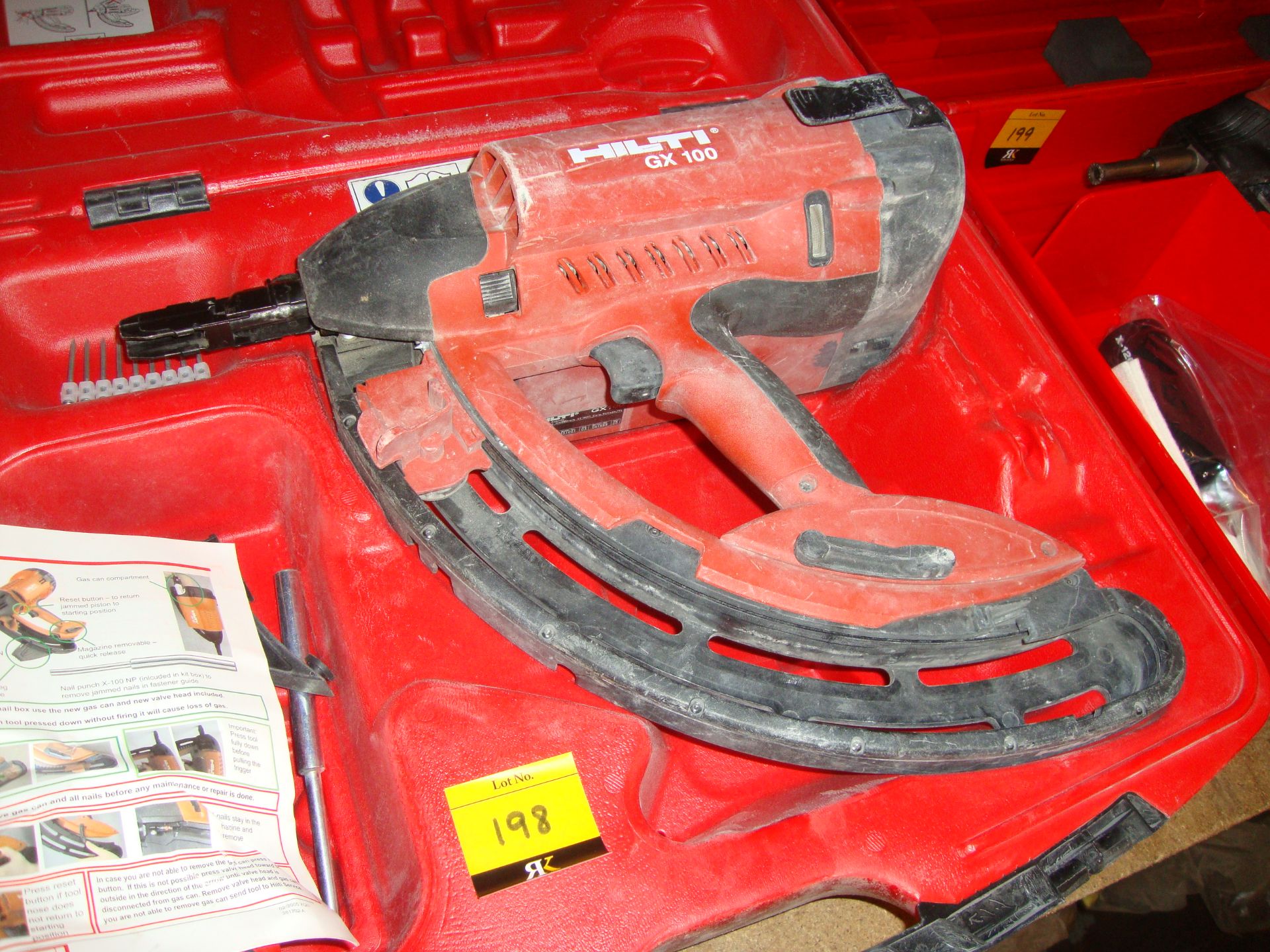 Hilti GX100 nail gun, including case, book pack and other minor ancillary items as pictured - Image 2 of 4