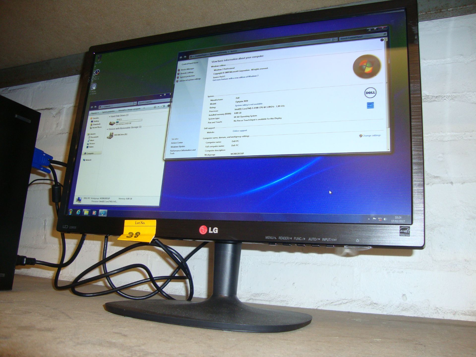 Dell Optiplex 3020 computer with Core i5-4590 processor, 8Gb RAM, 500Gb hard drive + LG 22" Monitor - Image 6 of 7