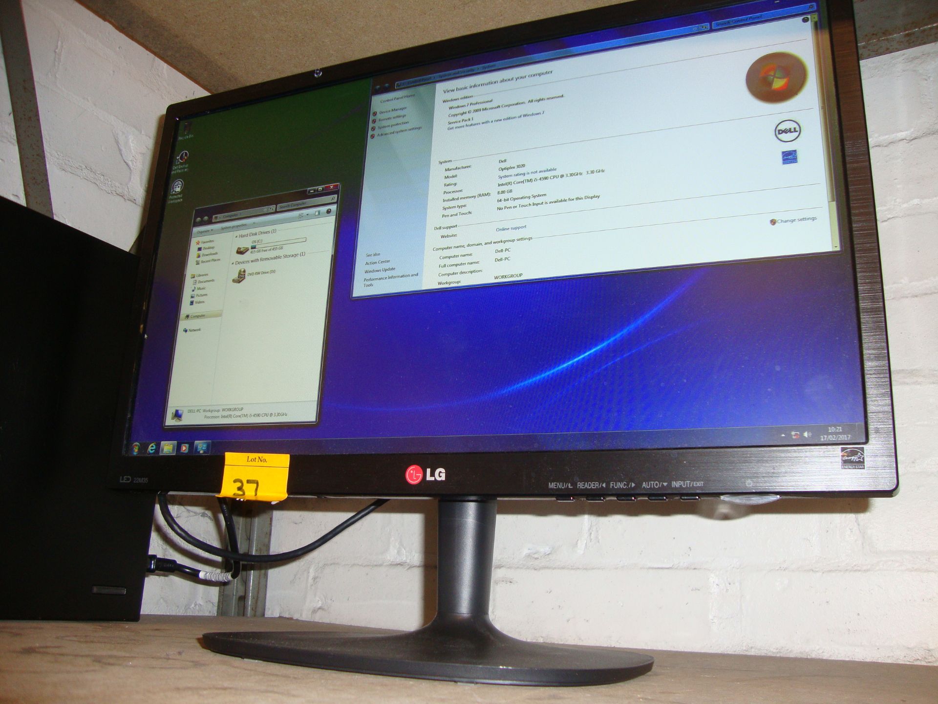 Dell Optiplex 3020 computer with Core i5-4590 processor, 8Gb RAM, 500Gb hard drive + LG 22" Monitor - Image 6 of 7