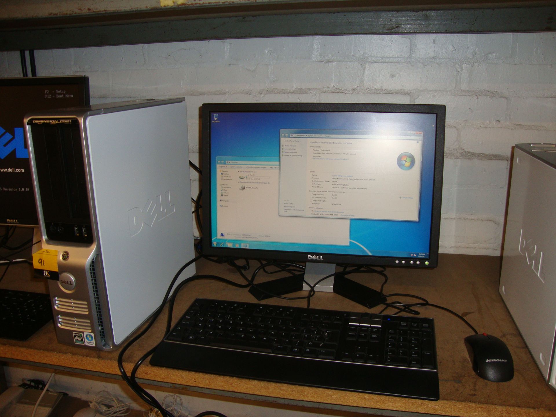 Dell Dimension C521 tower desktop computer including Dell widescreen LCD monitor plus keyboard