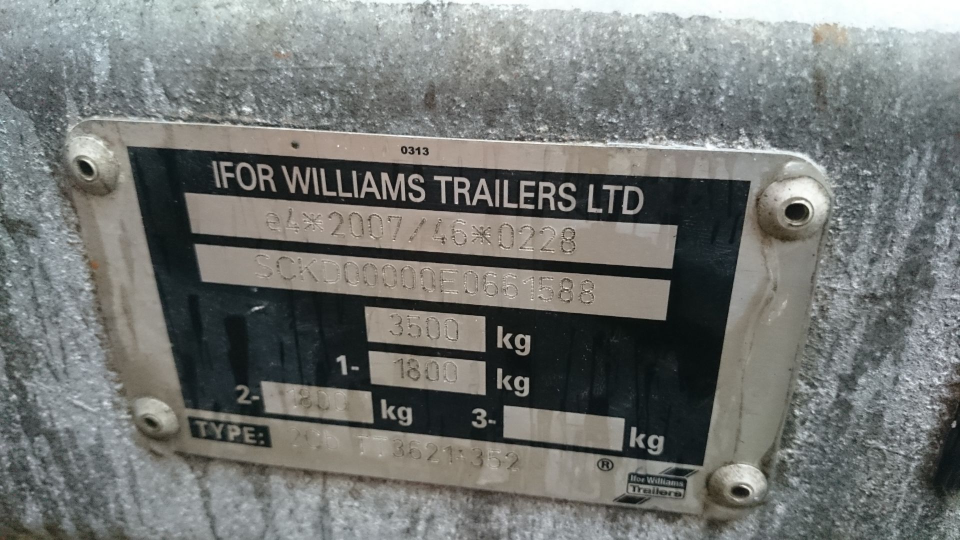 Ifor Williams model 2Cb TT3621-352 twin axle trailer, understood to have been purchased brand new in - Image 8 of 9