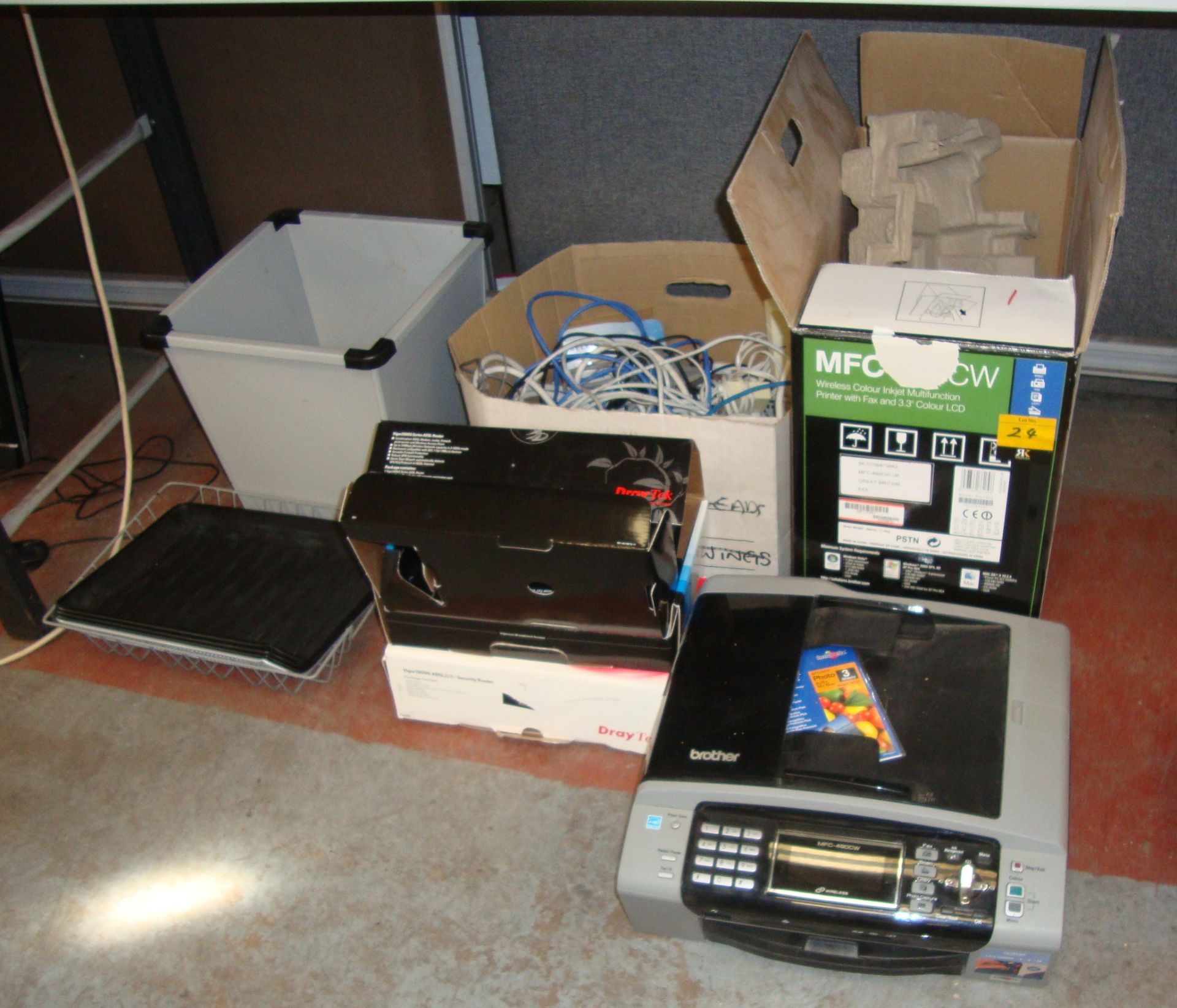 Mixed office/IT lot comprising Brother MFC-490CW multifunction printer, routers, box of assorted - Image 2 of 7