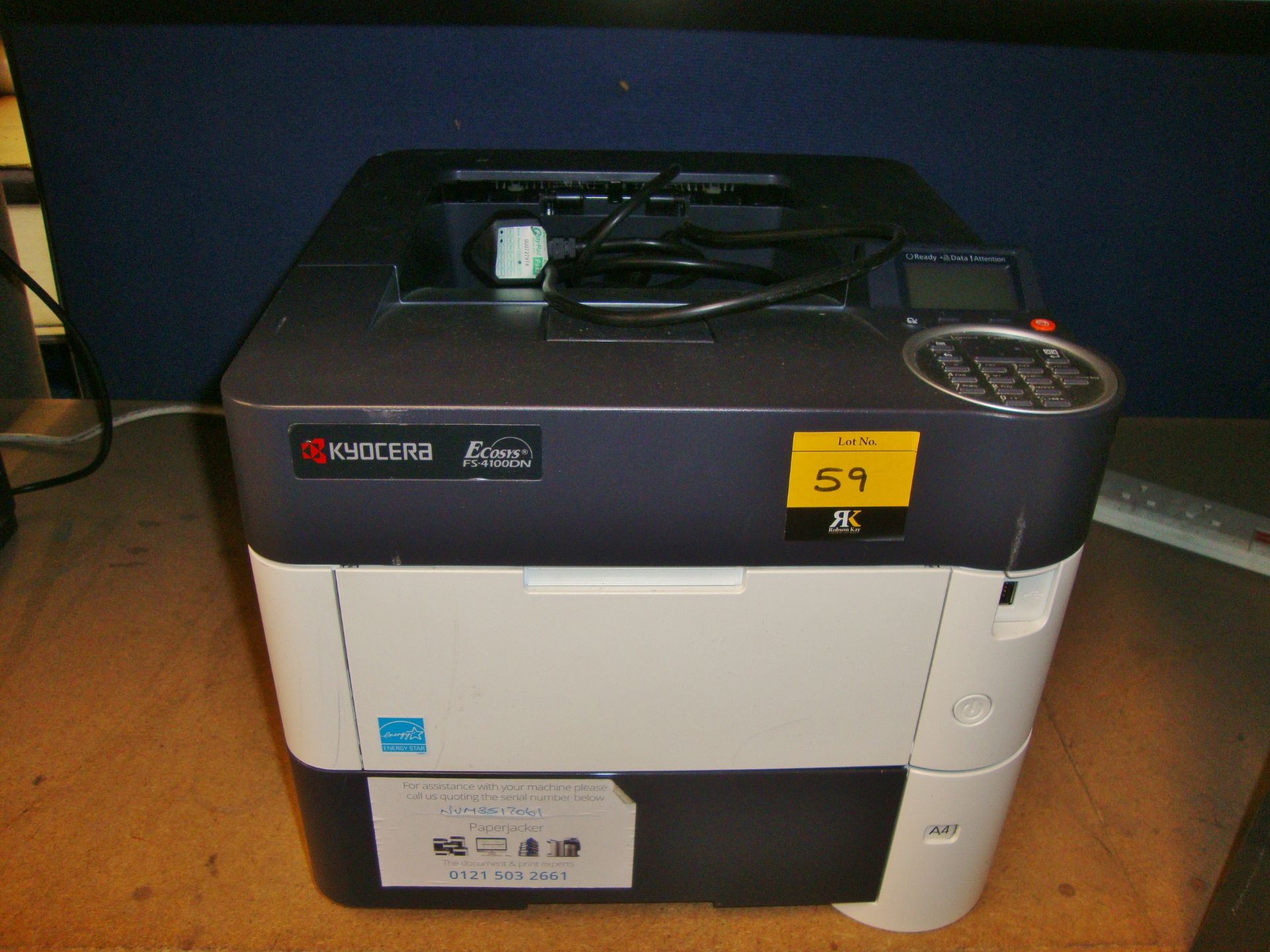 Kyocera model FS-4100DN A4 monolaser printer with up to 1,200 DPI resolution, 45 pages per minute, - Bild 2 aus 3