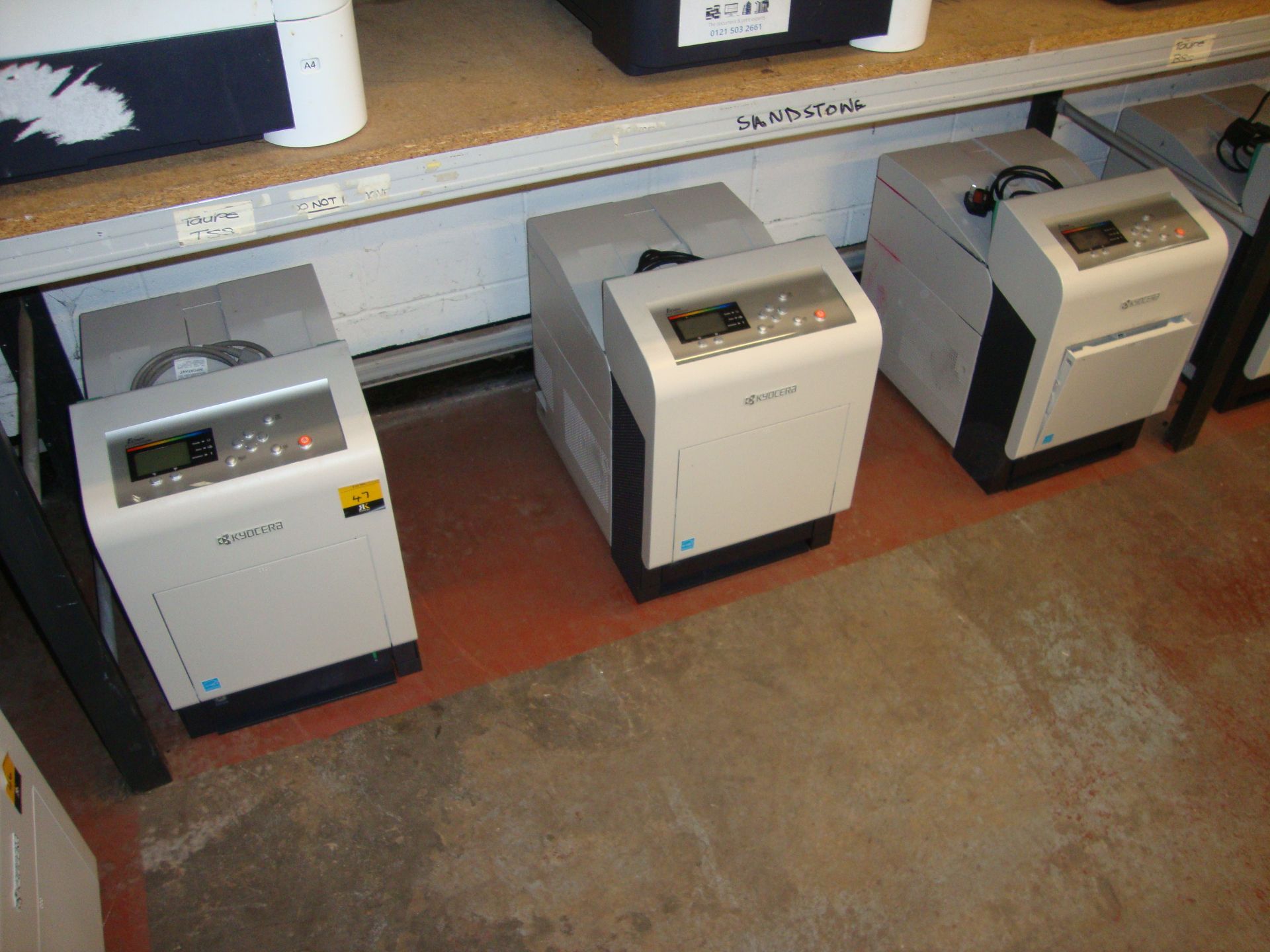 3 off Kyocera model FS-C5400DN 35 page per minute colour laser printers. Up to 9,600 DPI printing