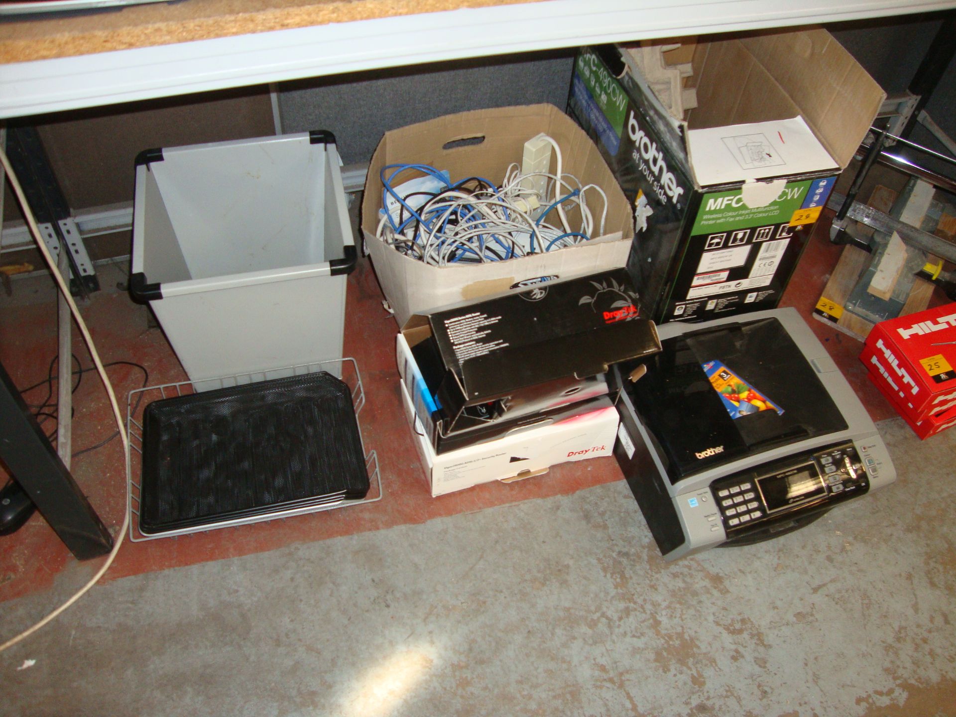 Mixed office/IT lot comprising Brother MFC-490CW multifunction printer, routers, box of assorted - Image 6 of 7