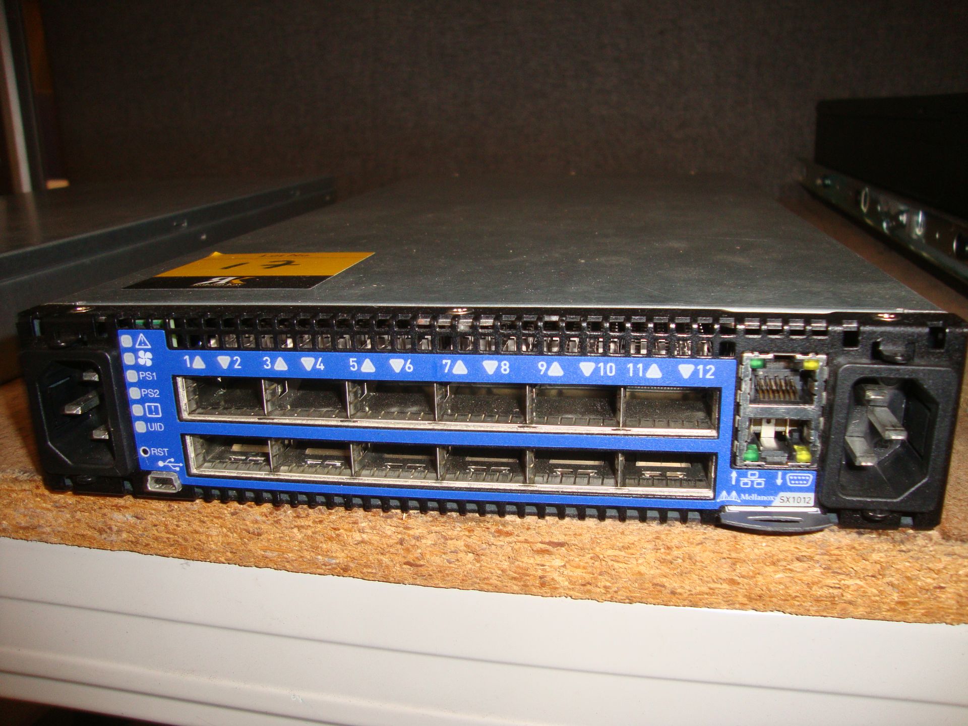Mellanox model SX1012 switch with dual PSUs and 12xQSFP 40/56Gb ports, serial no. MT1522K02407. This - Image 4 of 5