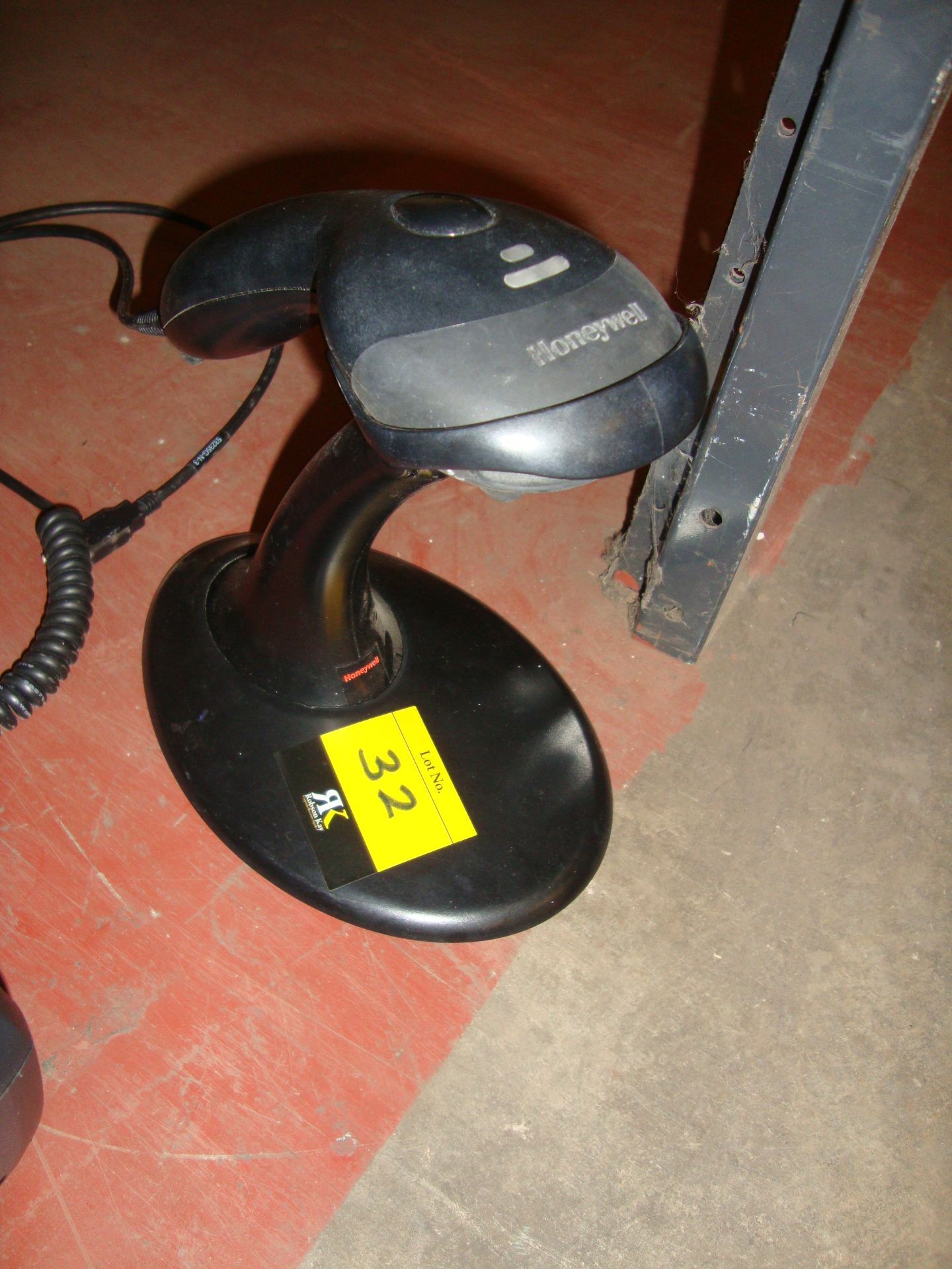 Honeywell model MS9540 hand-held barcode scanner including desktop stand for use with same