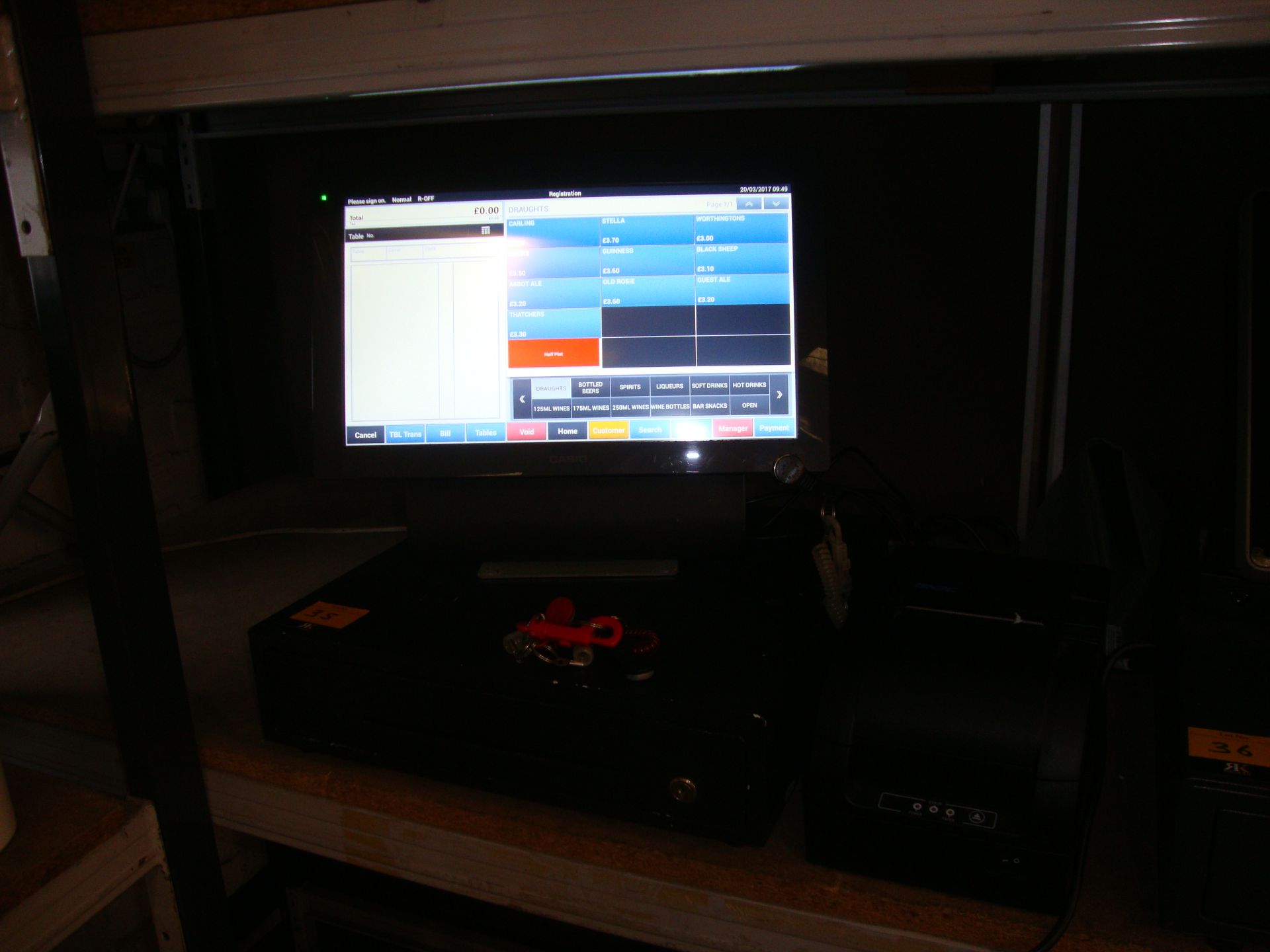 Casio model V-R7000-BD touchscreen EPOS system including cash drawer and SNBC receipt printer with - Bild 12 aus 13