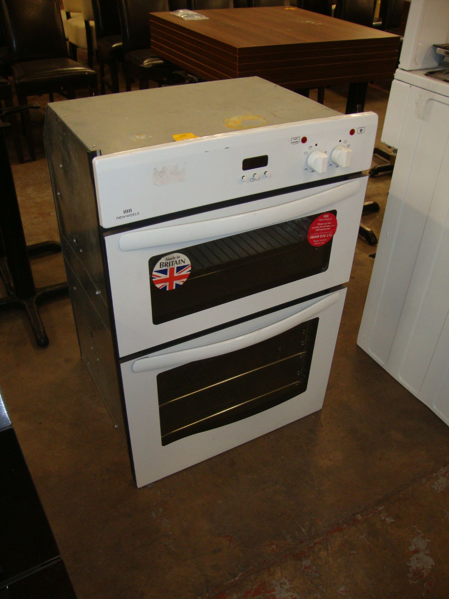 New World white integrated double oven