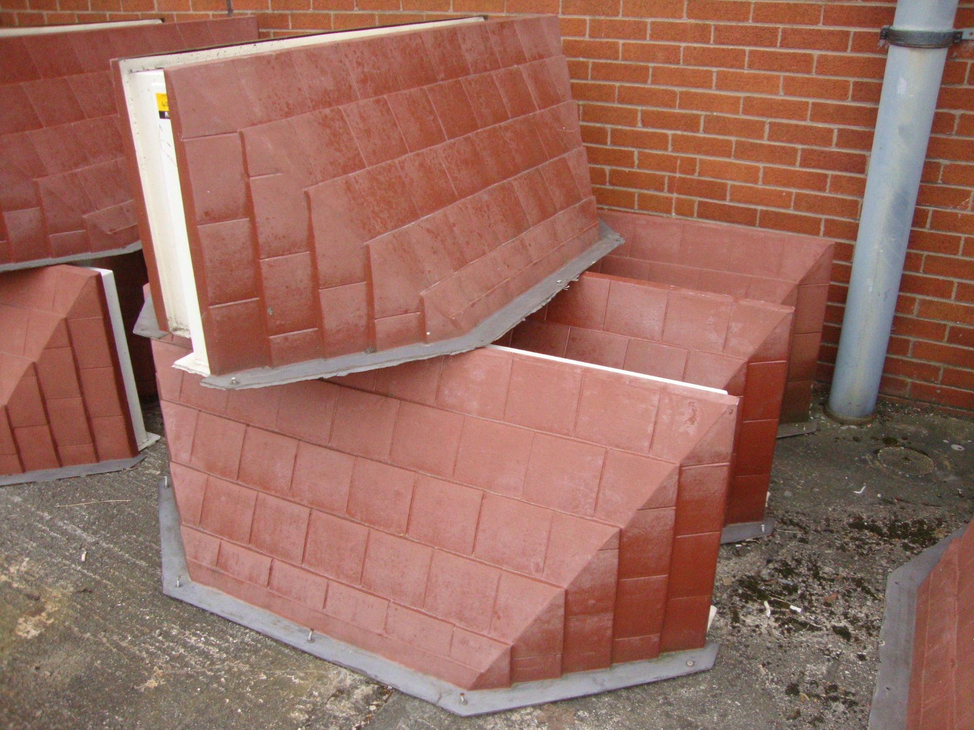 10 off canopies in brick red & white colour, each circa 1.66m wide, for exterior use above a - Image 2 of 4