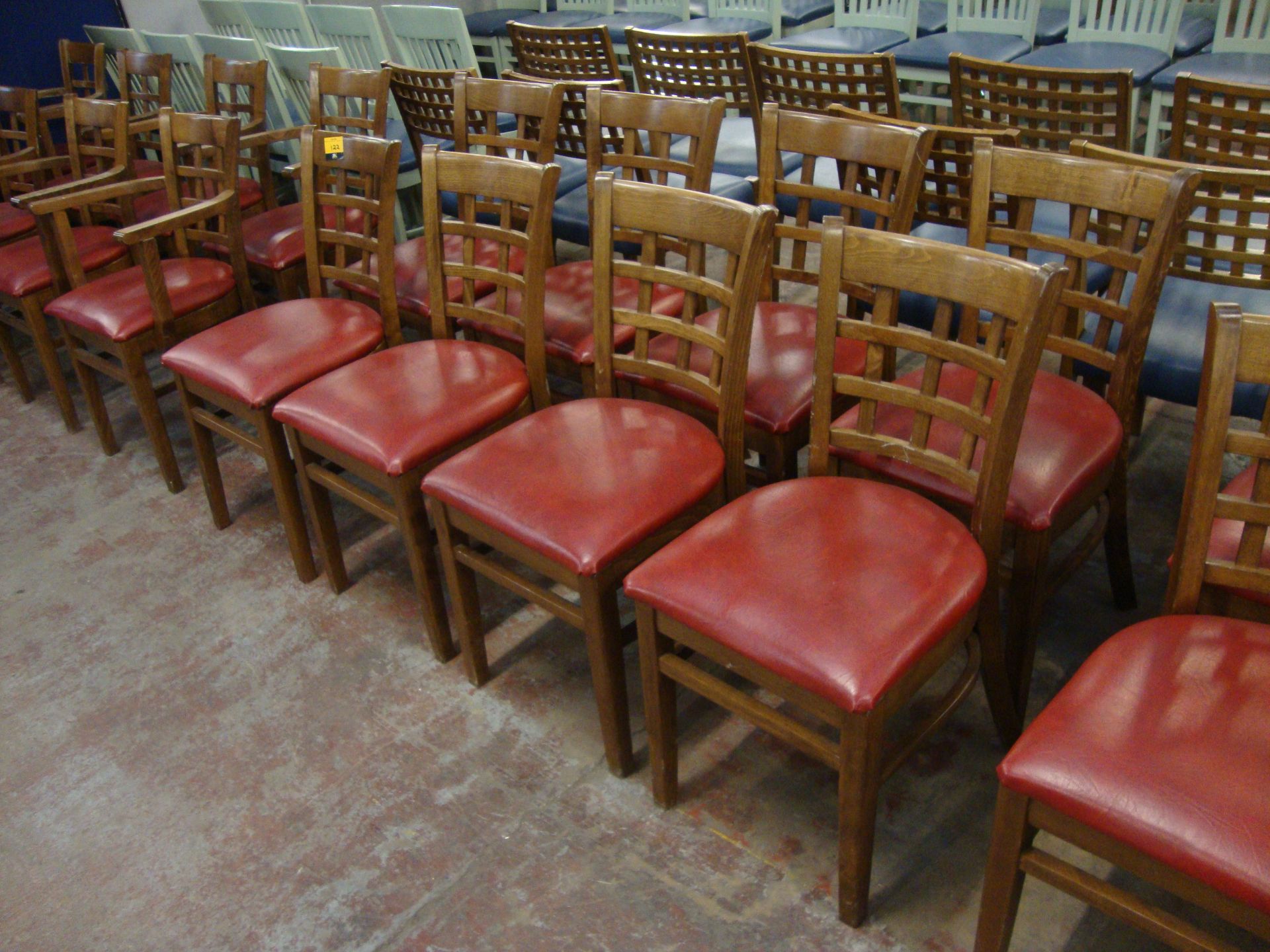 8 off wooden chairs with red upholstered bases. NB lots 121 – 129 consist of different quantities of - Image 3 of 3