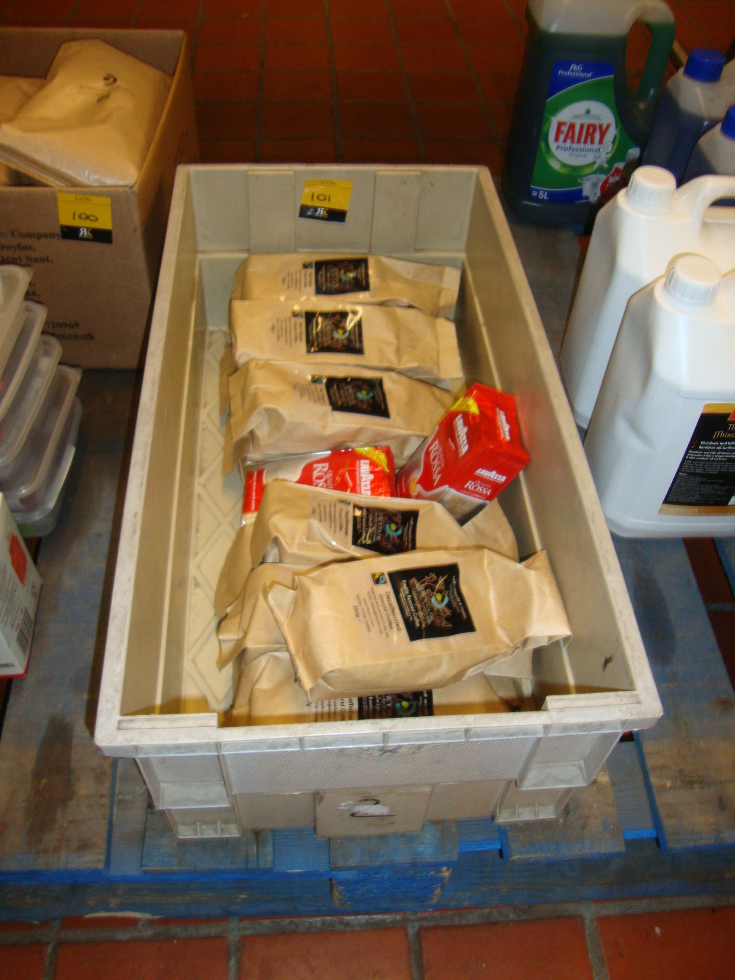 The contents of a crate of assorted ground coffee