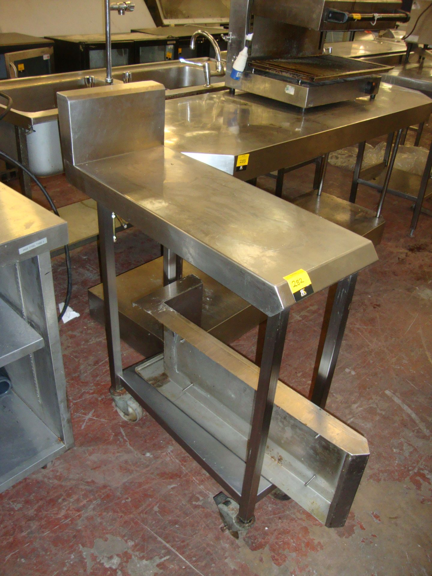 Slimline mobile twin tier table with additional/spare top