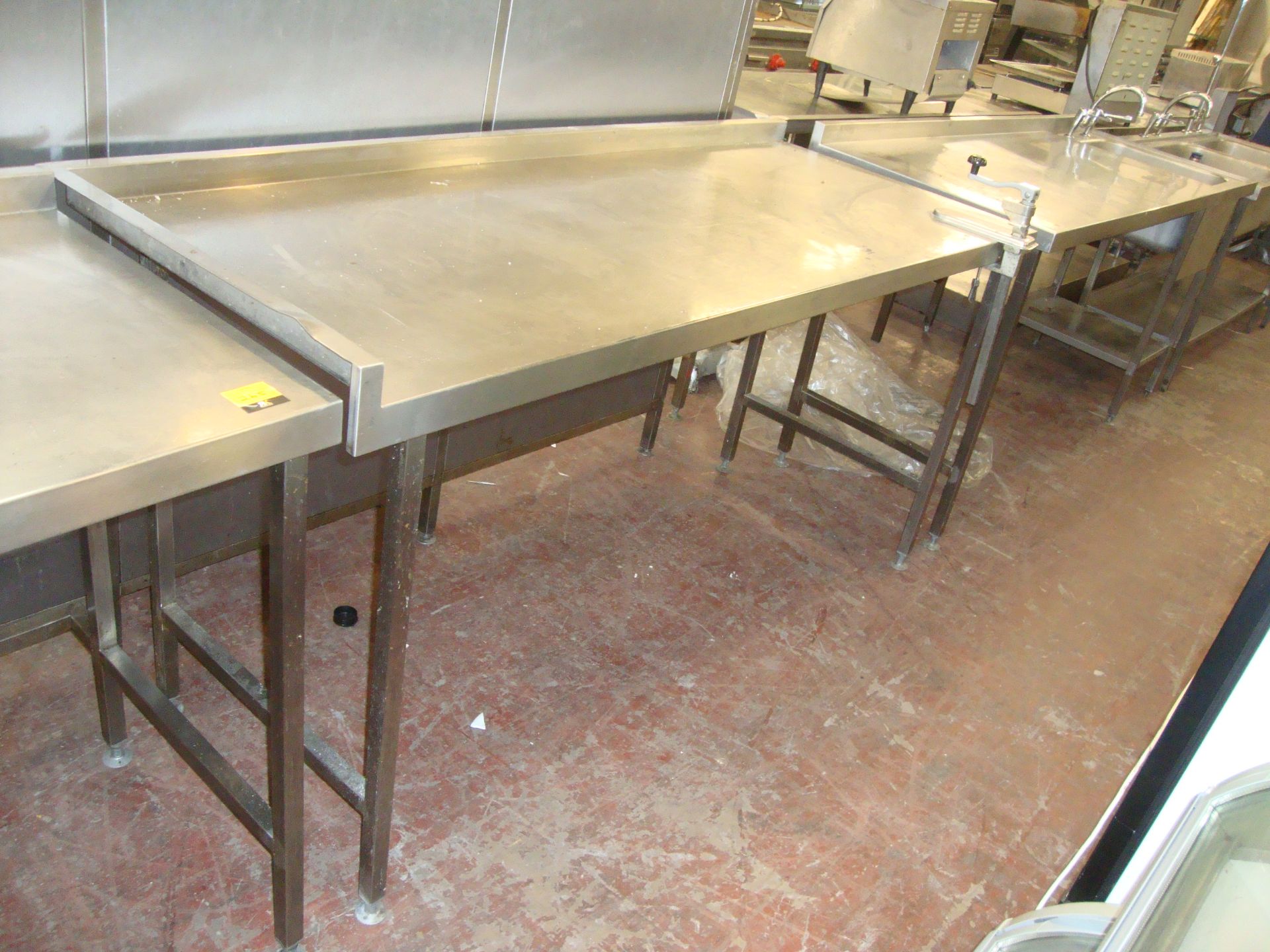 Large metal table max dimensions circa 74" x 29.5" x 38.5" incorporating commercial can opener