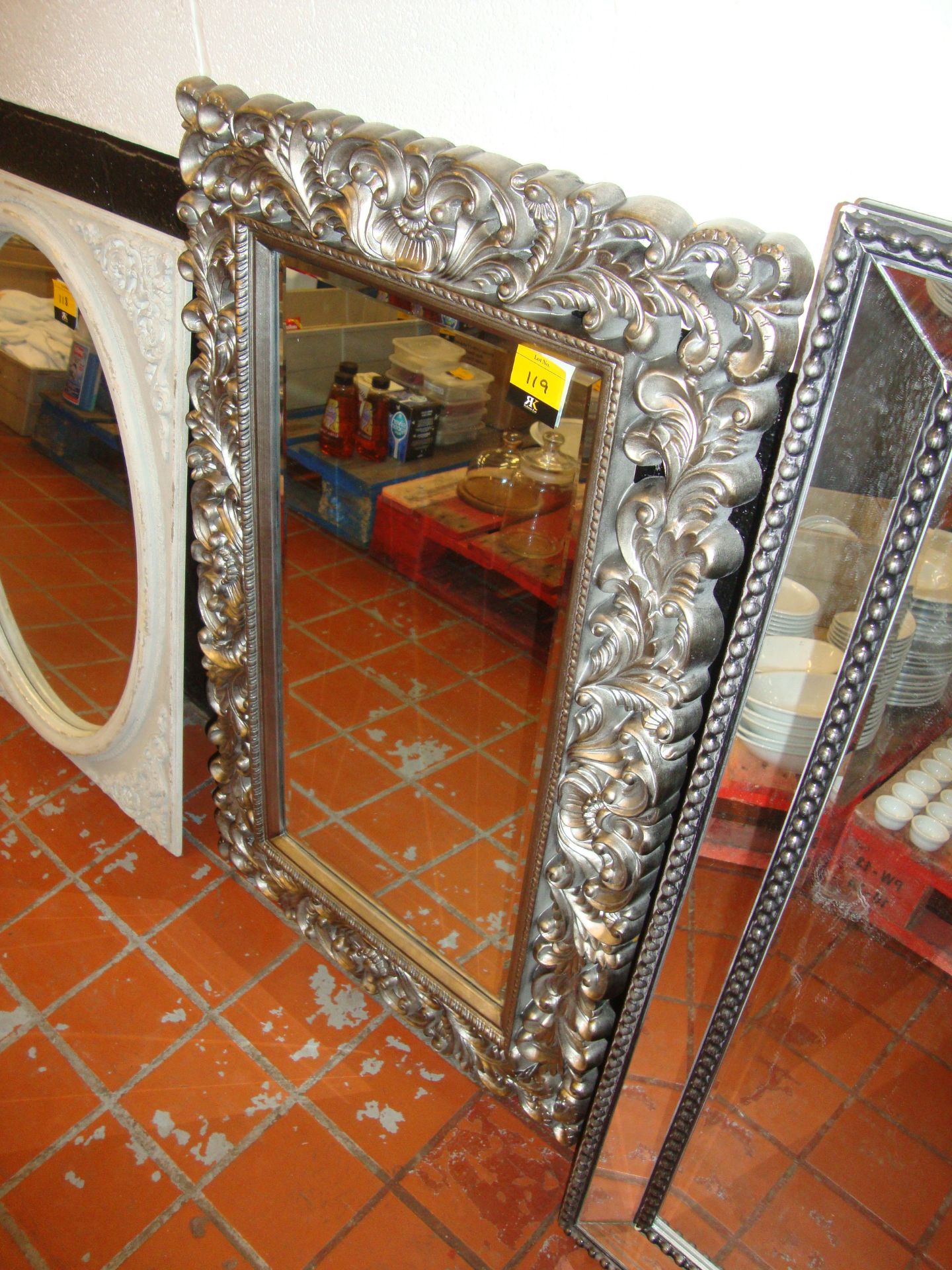 Bevelled mirror in decorative frame with max overall dimensions circa 26" x 41" - Image 2 of 2