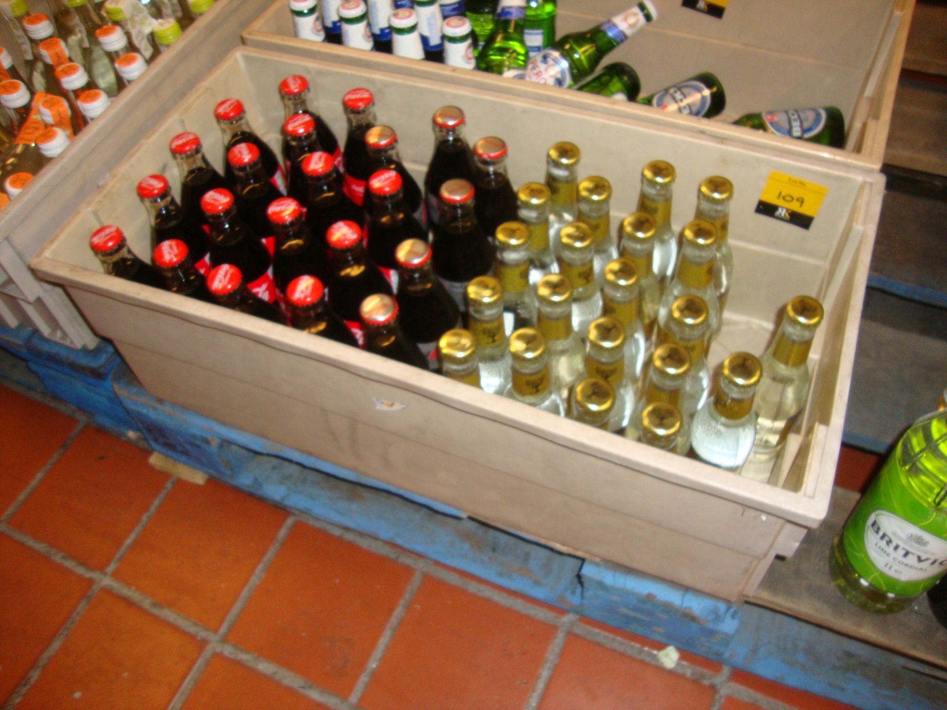 The contents of a crate of Coca Cola & Fever Tree tonic water