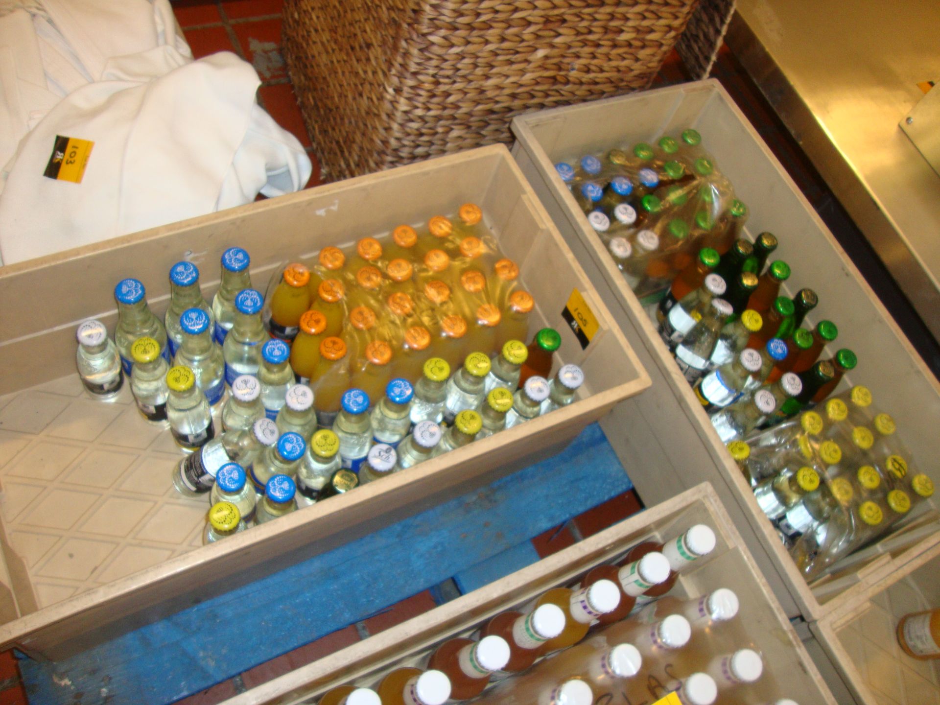 The contents of 2 crates of assorted mixers including tonic water, orange juice, etc - Image 4 of 4