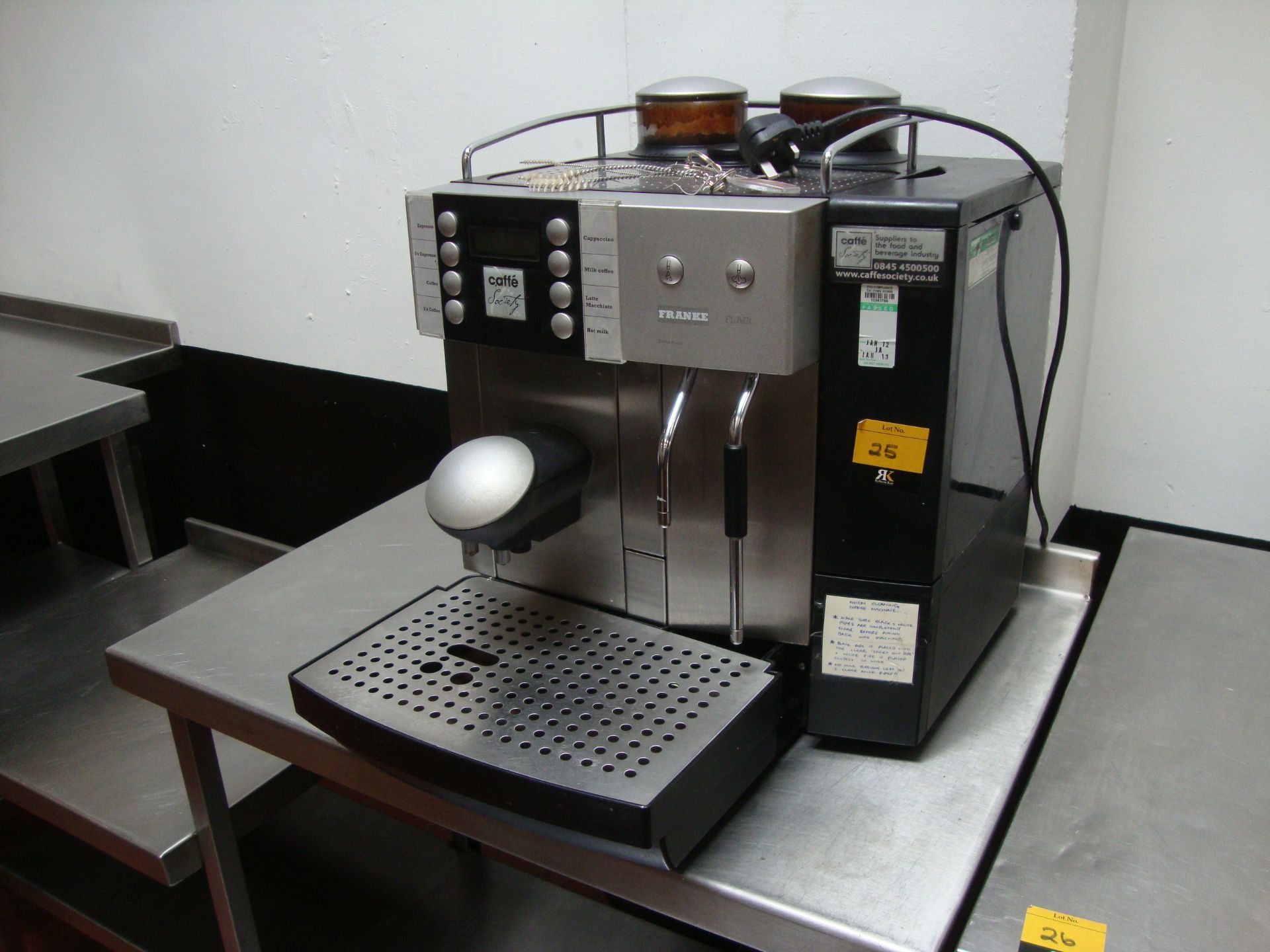 Franke commercial bean to cup coffee machine with twin coffee bean compartments, cup warming system, - Image 2 of 5