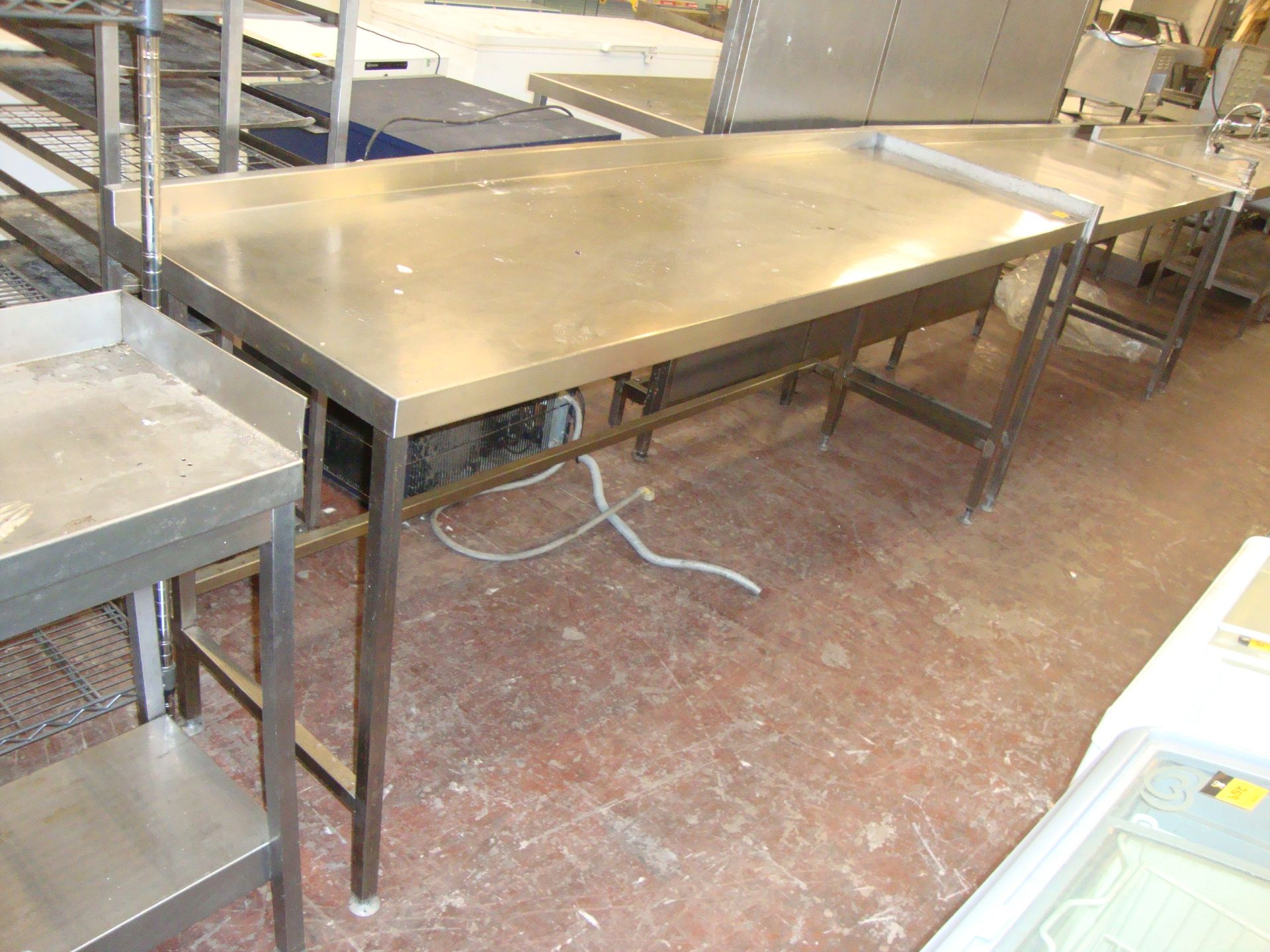 Large metal table max dimensions circa 88.5" x 27.5" x 38"