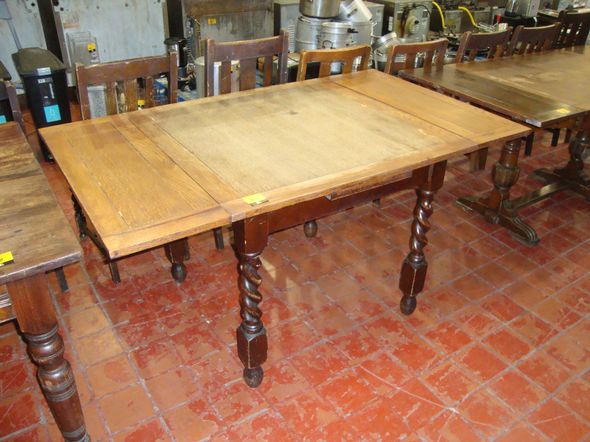 Wooden dining table with max external dimensions circa 58" x 35" x 30"