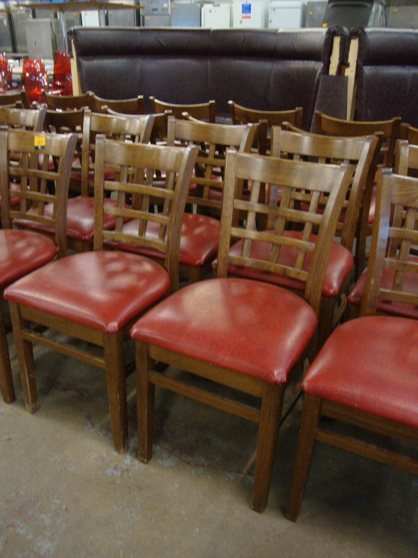 8 off wooden chairs with red upholstered bases. NB lots 121 – 129 consist of different quantities of - Image 3 of 3