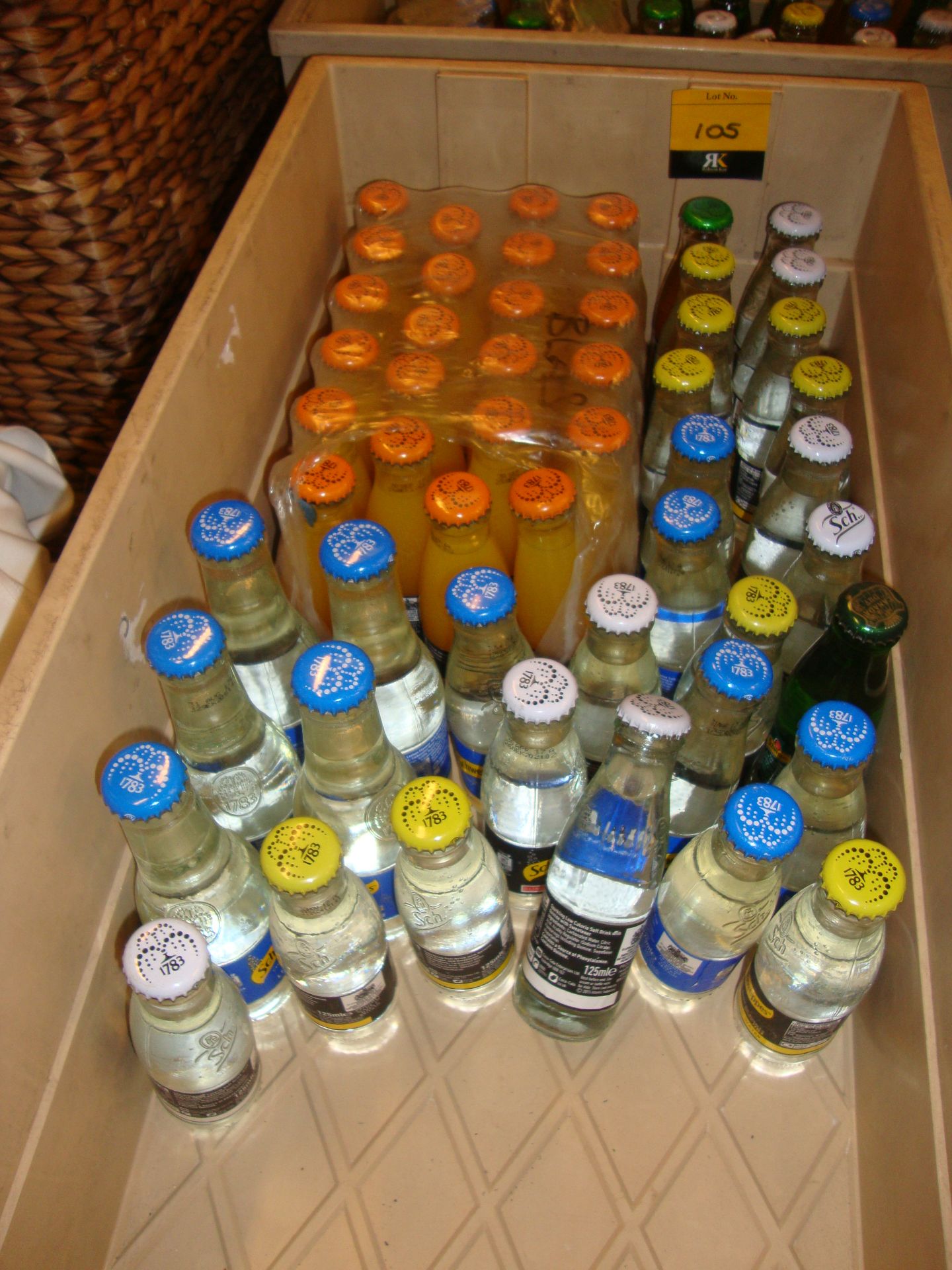 The contents of 2 crates of assorted mixers including tonic water, orange juice, etc - Image 2 of 4