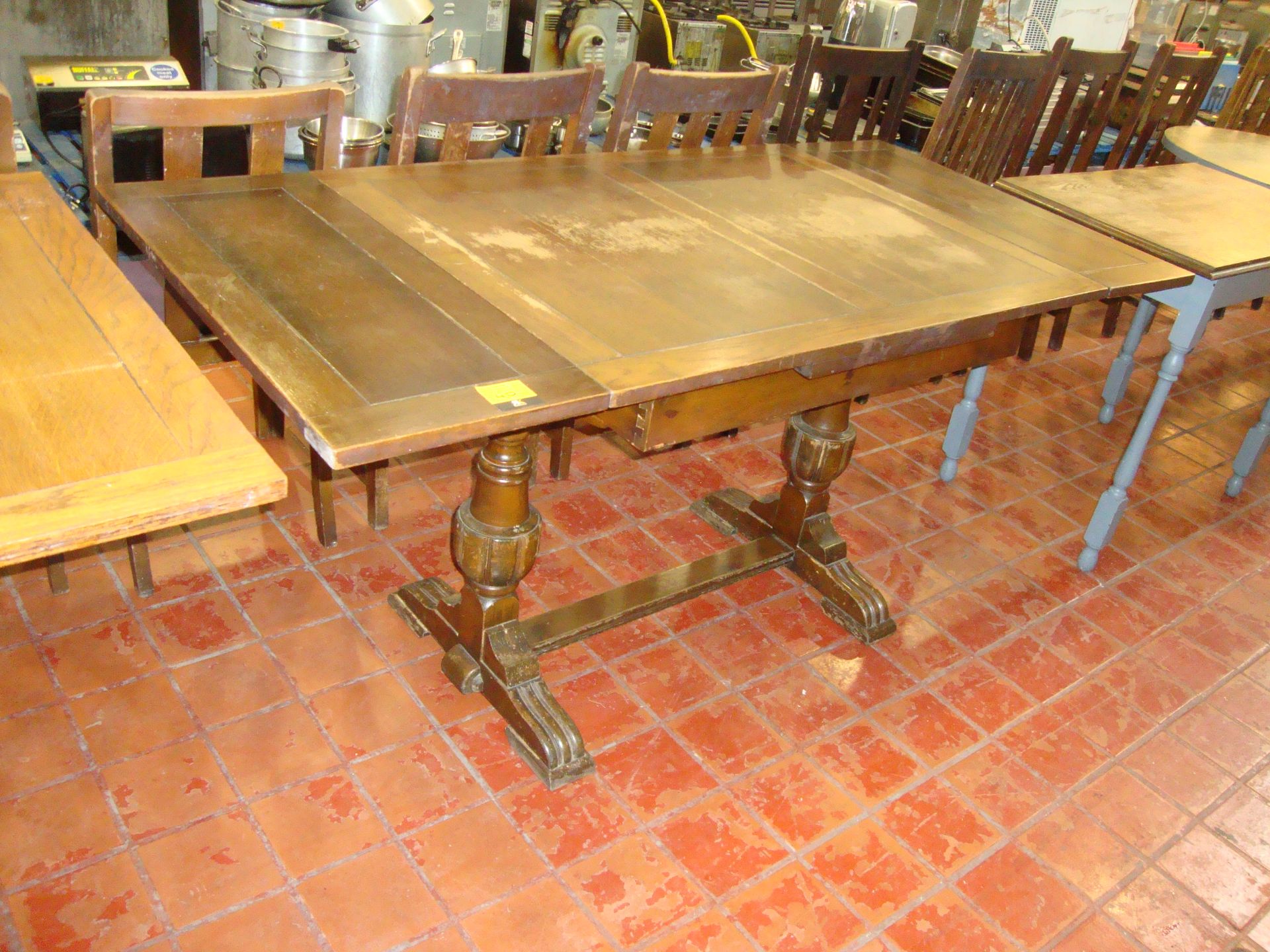 Wooden dining table with max external dimensions circa 63" x 30" x 30"