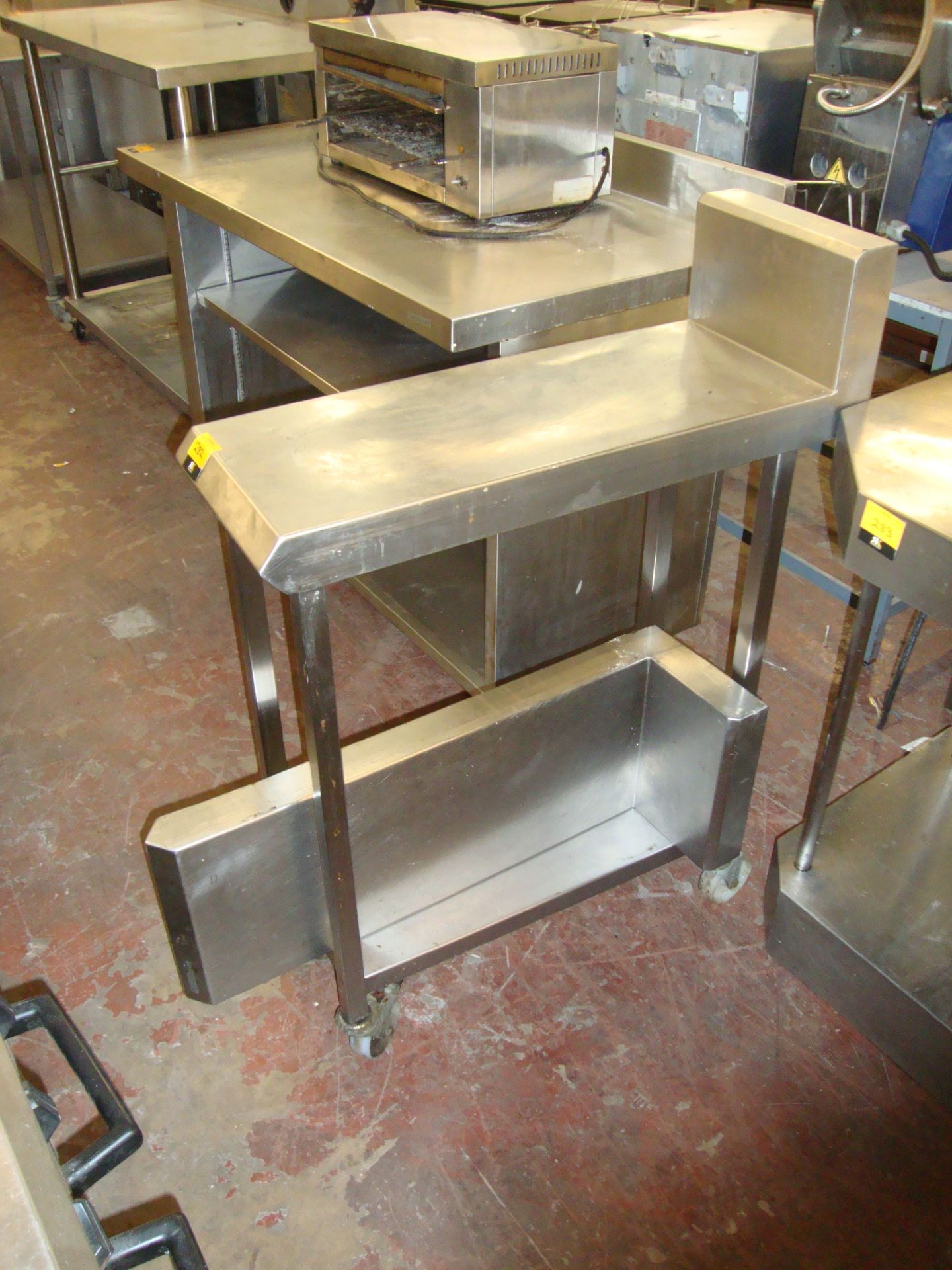 Slimline mobile twin tier table with additional/spare top - Image 2 of 2