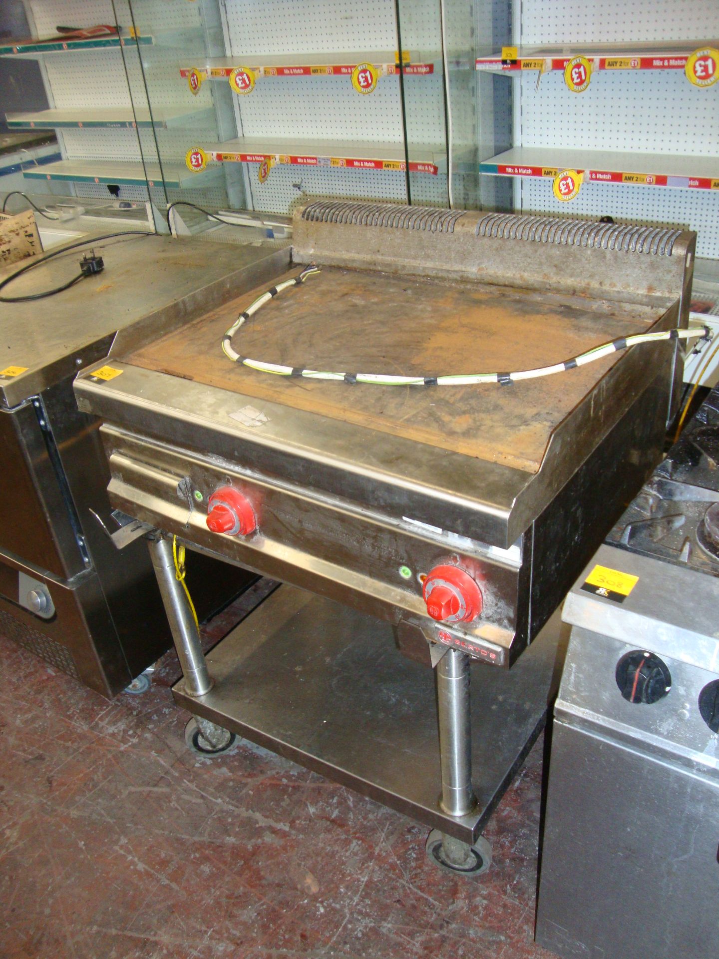 Bertos SPA E7FL8B-2 large stainless steel griddle unit on mobile stand - Image 2 of 3