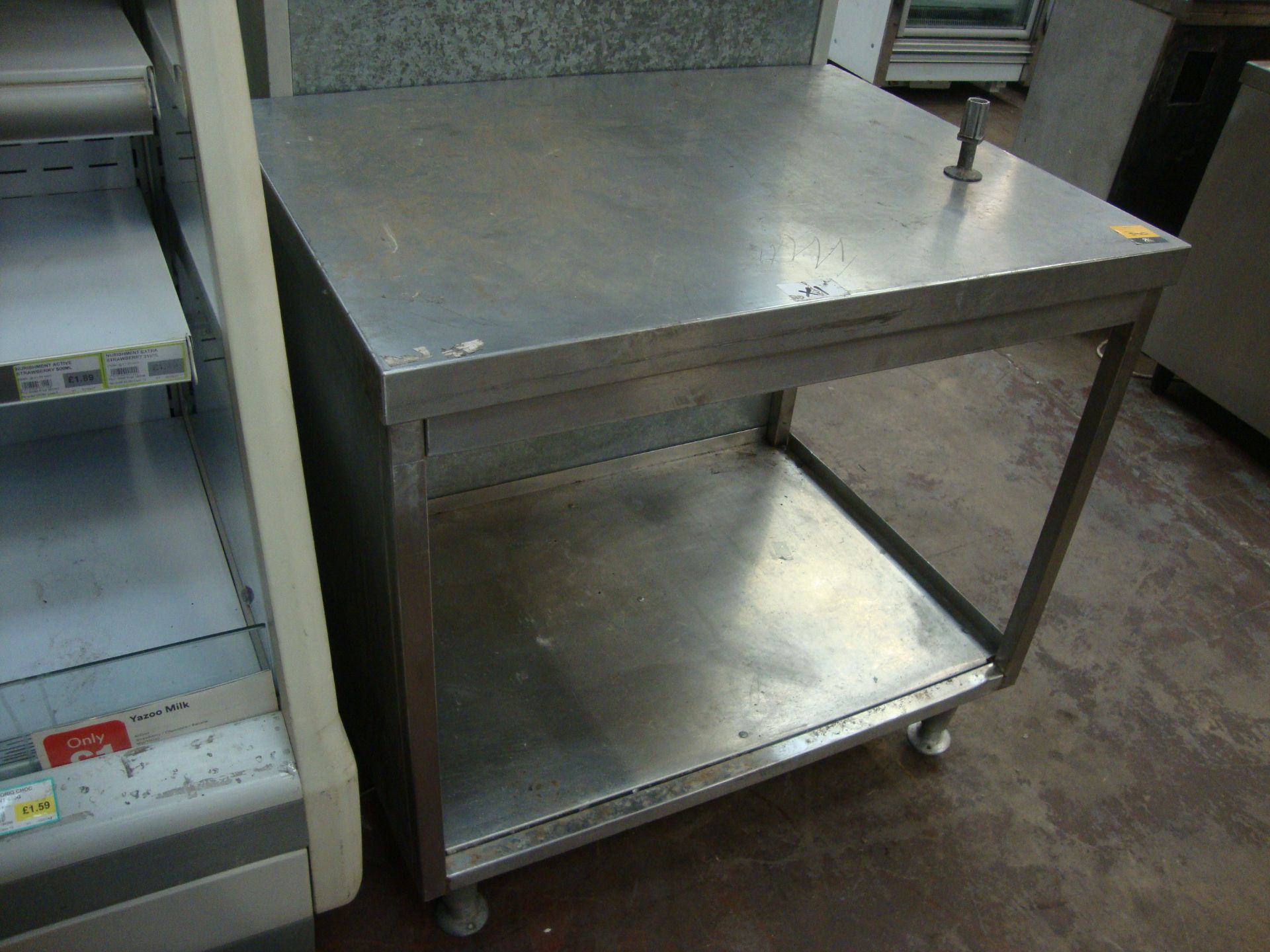 Metal twin tier table arrangement with unusual feet, circa 38" x 29.5" - Image 3 of 4