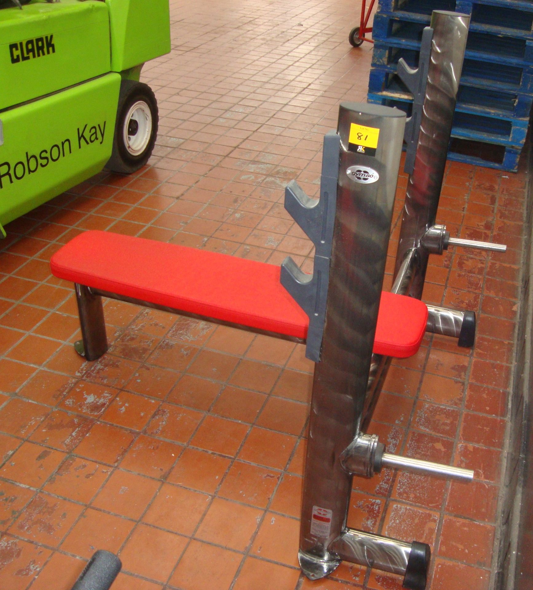 Gym 80 Sygnum press bench, with silver frame & red upholstery, understood to have been purchased new - Image 5 of 6