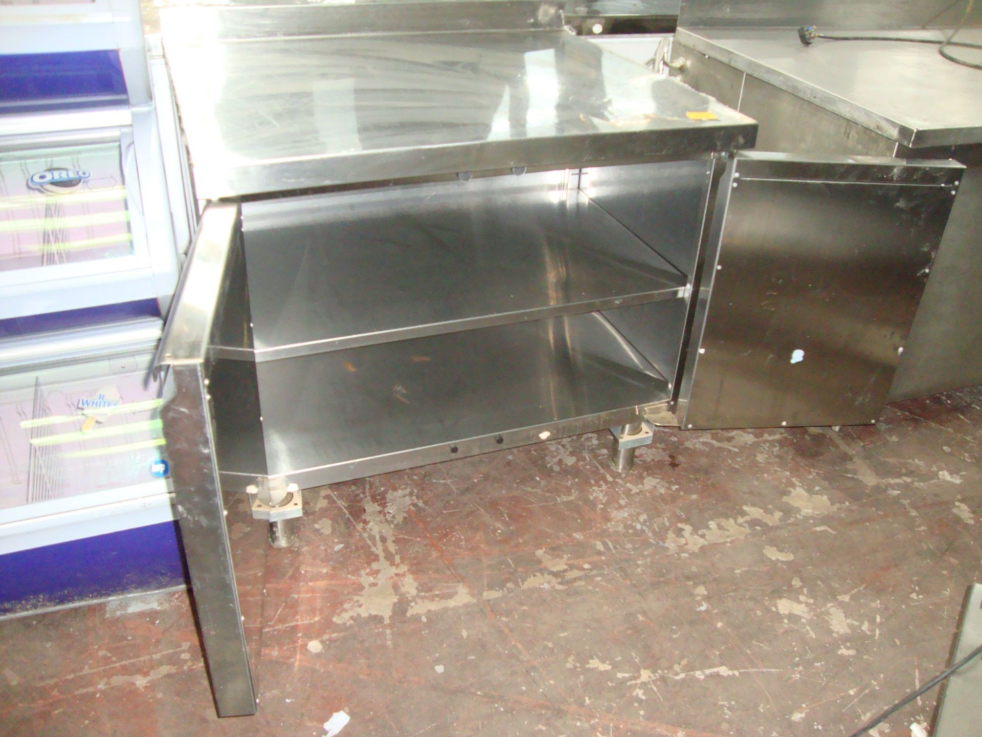 Large stainless steel cupboard with max overall dimensions circa 1000 x 870 x 930mm. NB. The counter - Image 2 of 2