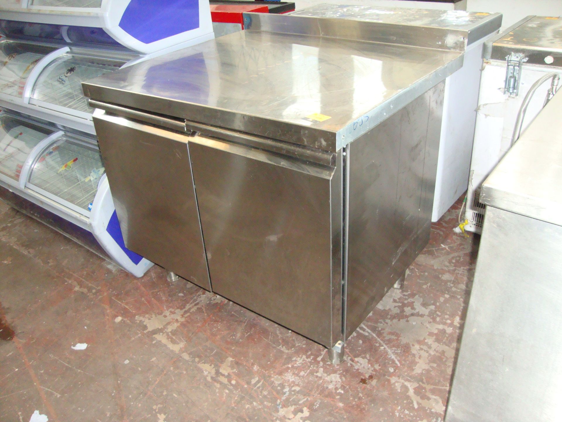 Large stainless steel cupboard with max overall dimensions circa 1000 x 870 x 930mm. NB. The counter