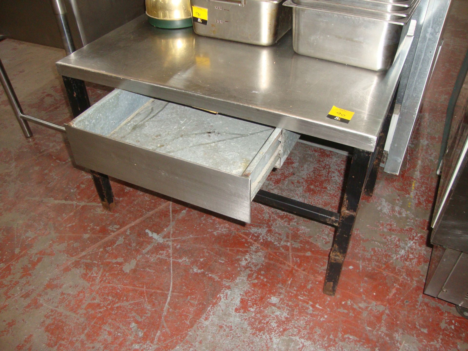 Stainless steel heavy duty table with drawer circa 915mm x 610mmIMPORTANT: Please remember goods - Image 2 of 2
