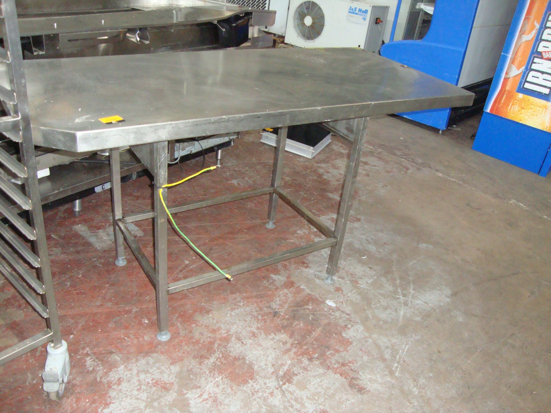 Stainless steel table with dimensions of top being circa 1600 x 700IMPORTANT: Please remember - Image 2 of 2