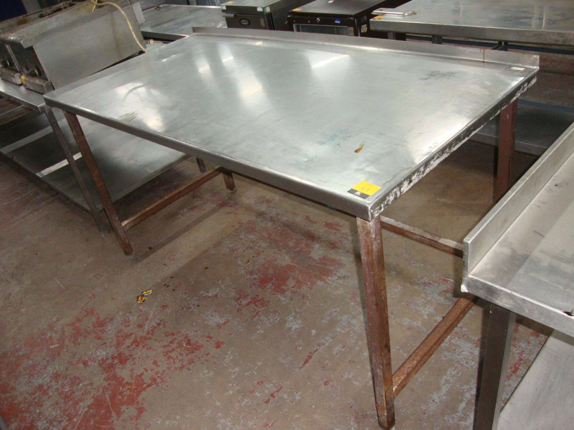 Large stainless steel table circa 1760mm x 845mm IMPORTANT: Please remember goods successfully bid