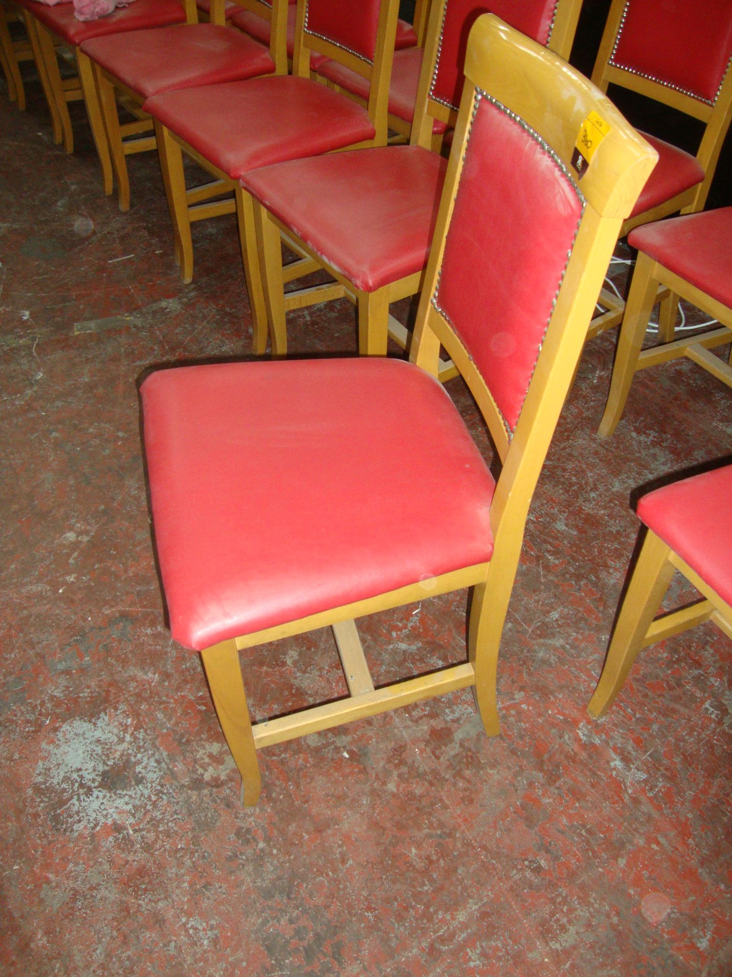 8 off wooden dining chairs with red upholstery NB. Lots 358 - 361 consist of different quantities of - Image 4 of 5