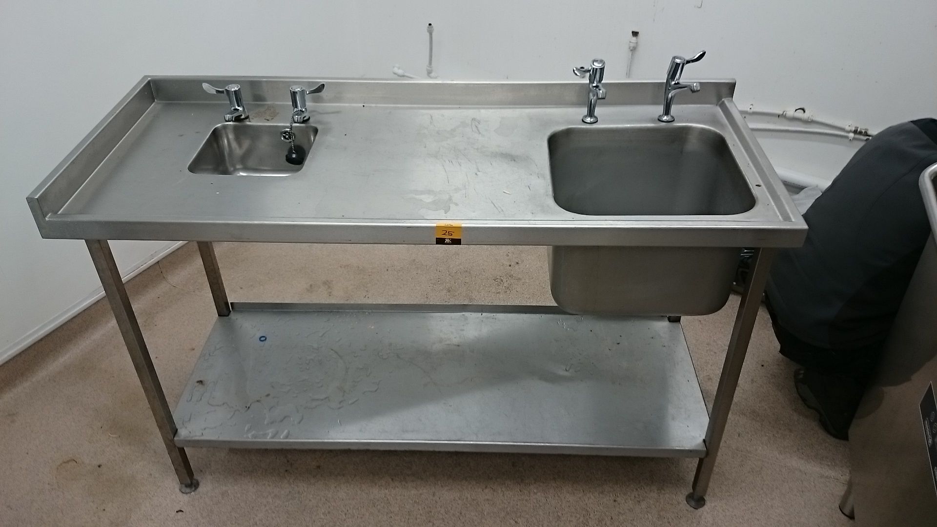 stainless steel sink unit complete with hand wash basin and taps - Image 3 of 3