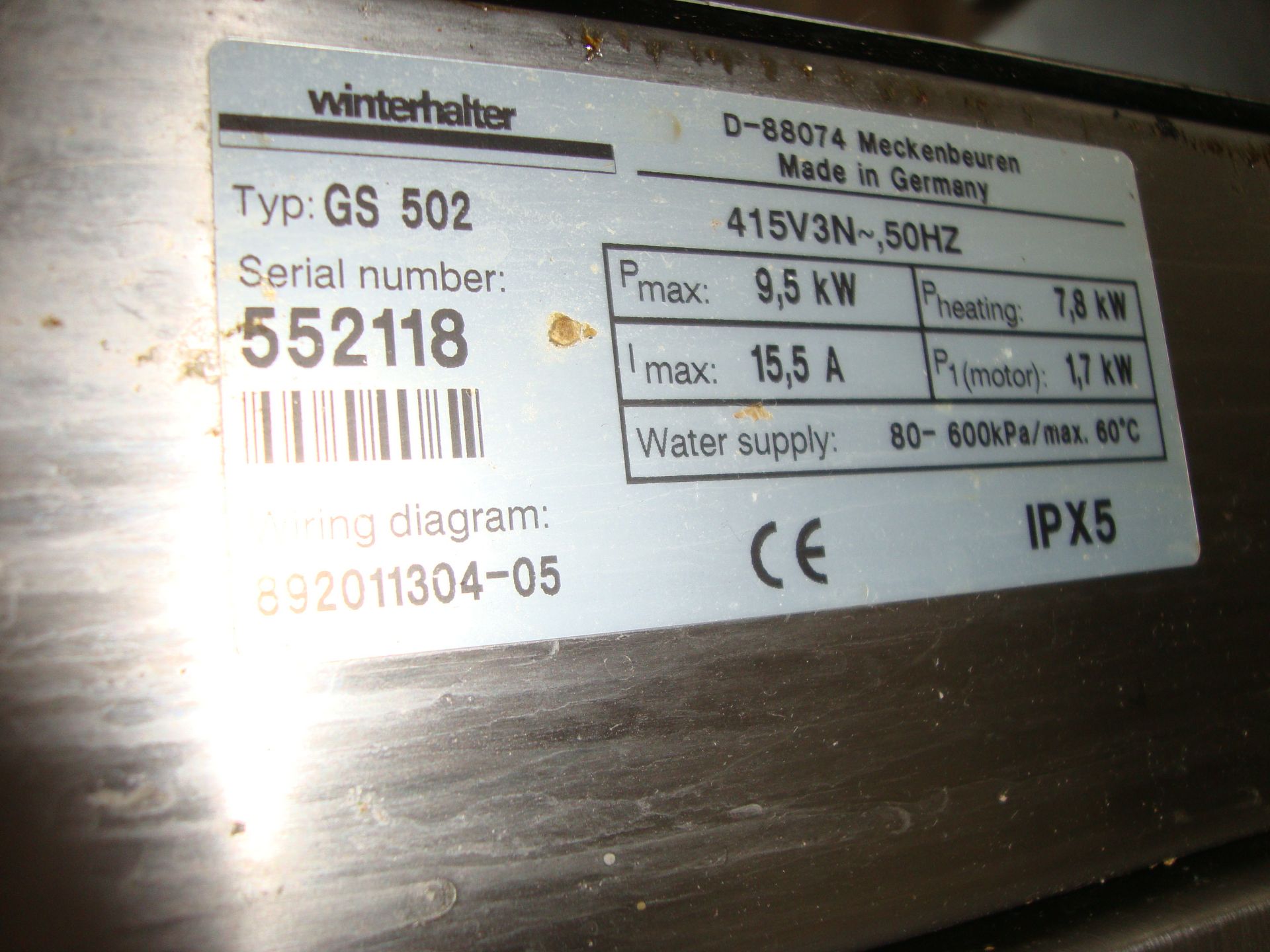 Winterhalter model GS502 commercial dishwasher IMPORTANT: Please remember goods successfully bid - Image 2 of 5