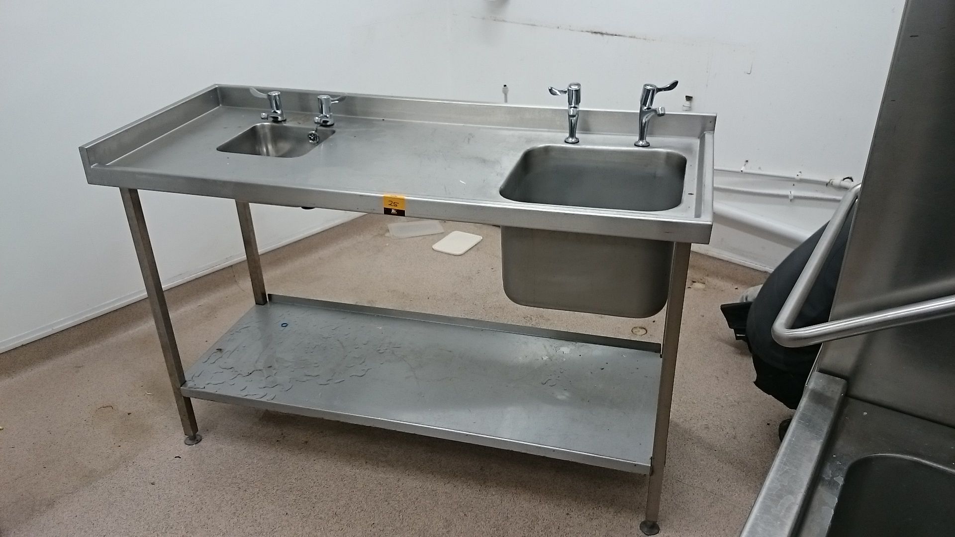 stainless steel sink unit complete with hand wash basin and taps - Image 2 of 3