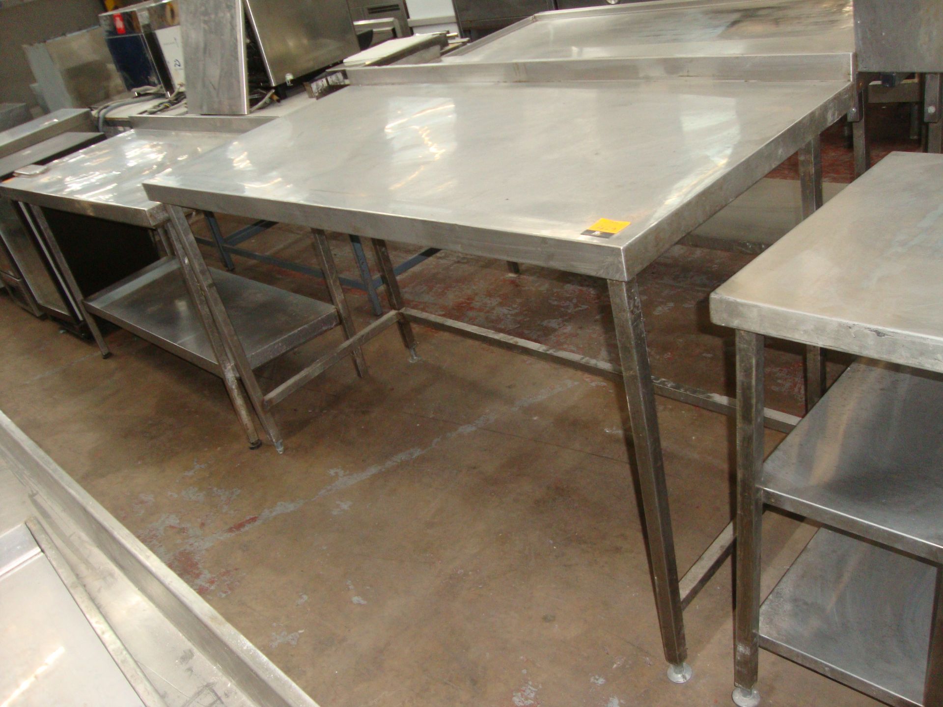 Stainless steel table with splashback circa 1550mm x 755mmIMPORTANT: Please remember goods