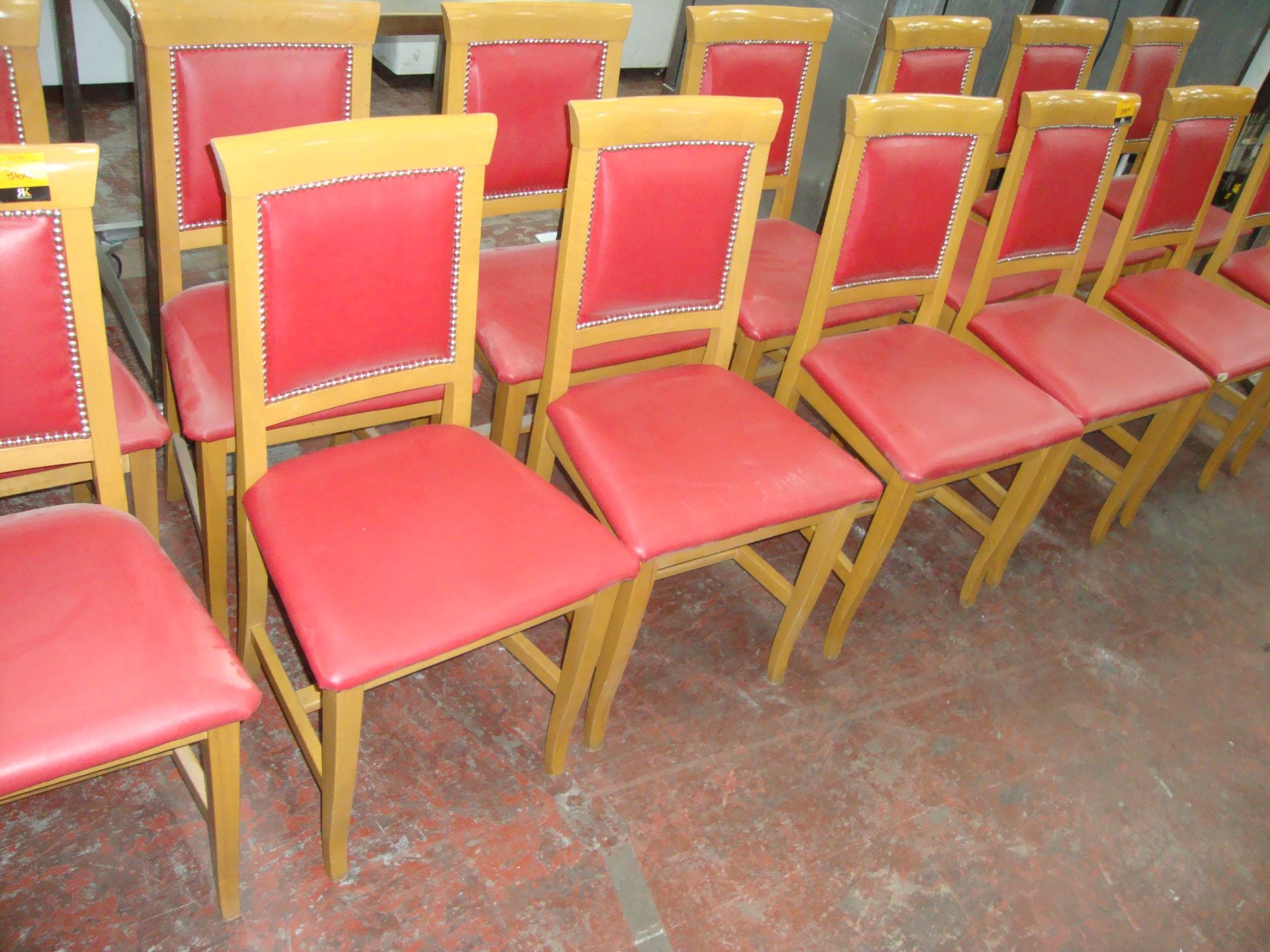 8 off wooden dining chairs with red upholstery NB. Lots 358 - 361 consist of different quantities of - Image 2 of 4