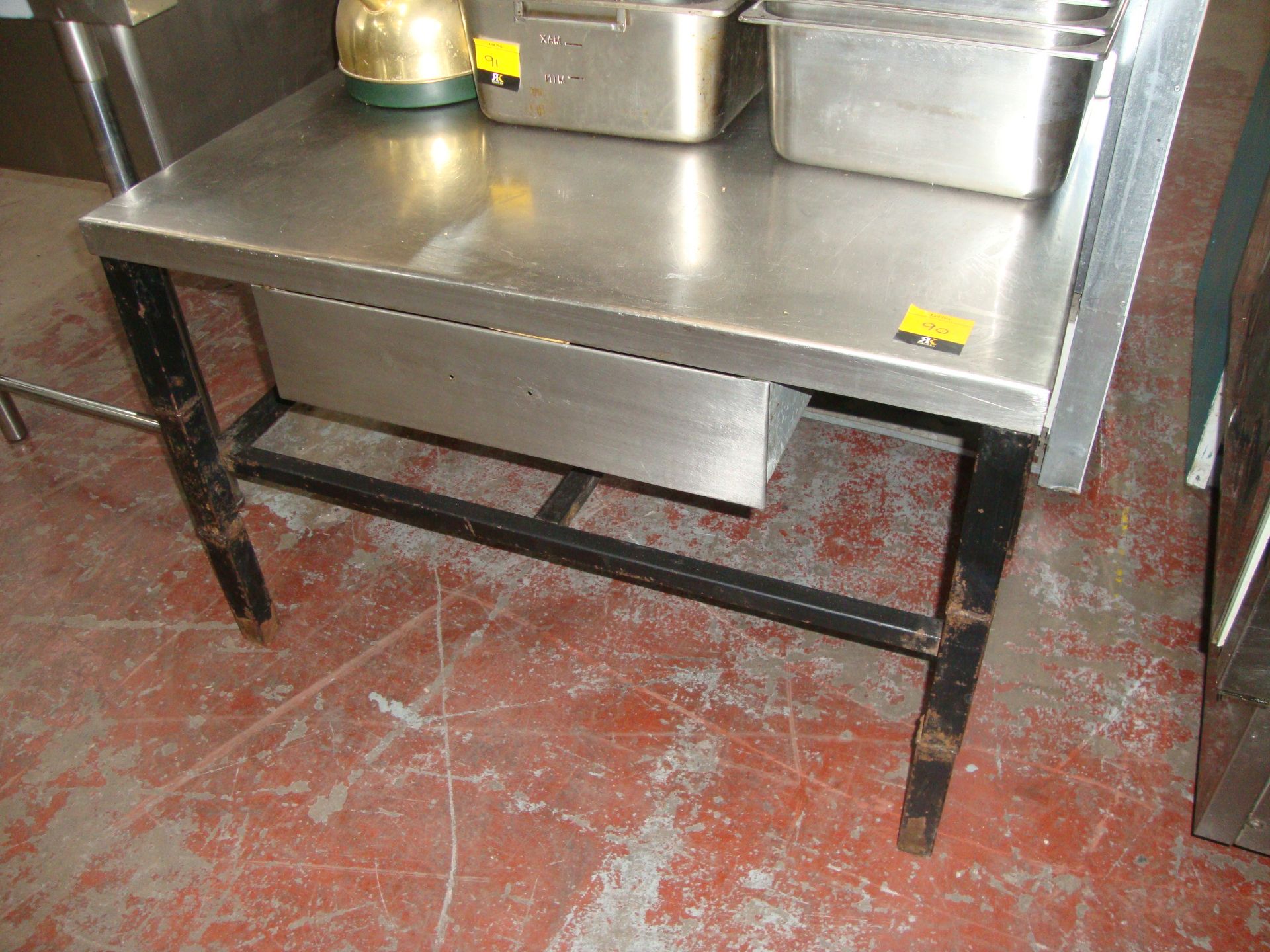 Stainless steel heavy duty table with drawer circa 915mm x 610mmIMPORTANT: Please remember goods
