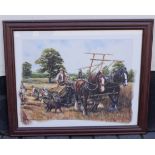 Peter Goodall - Horses Working The Field, print. 15" x 19". Marked Peter Goodall on front. This